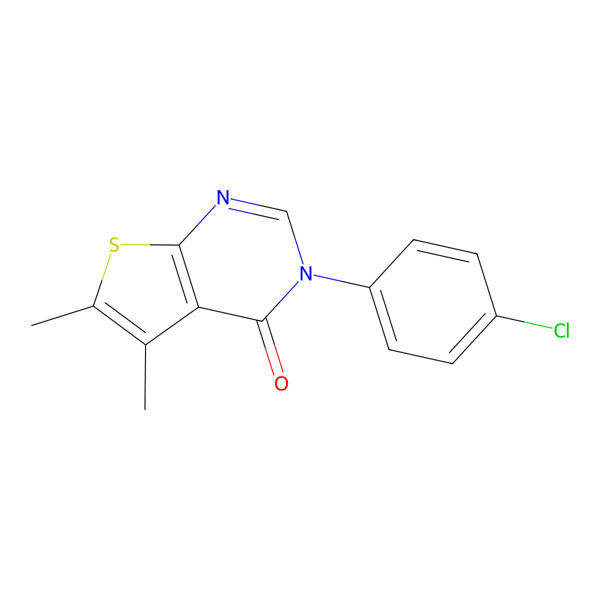 3-(4-Chlorophenyl)-5,6-dimethylthieno[2,3-d]pyrimidin-4-one molecular structure, CAS 328548-75-0