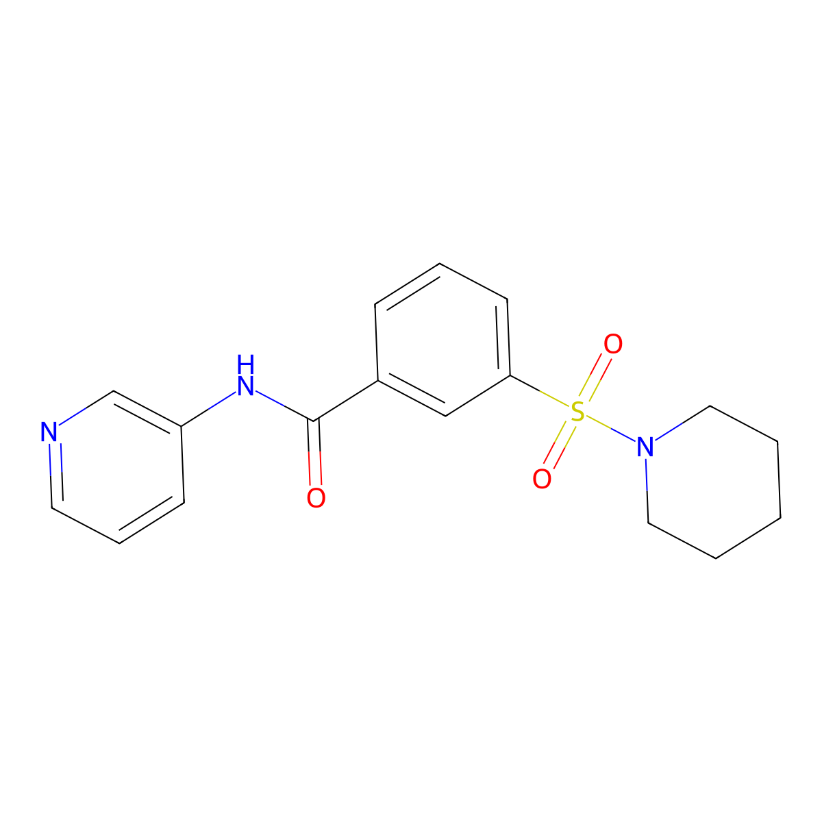 3-(piperidin-1-ylsulfonyl)-N-(pyridin-3-yl)benzamide molecular structure, CAS 328549-12-8