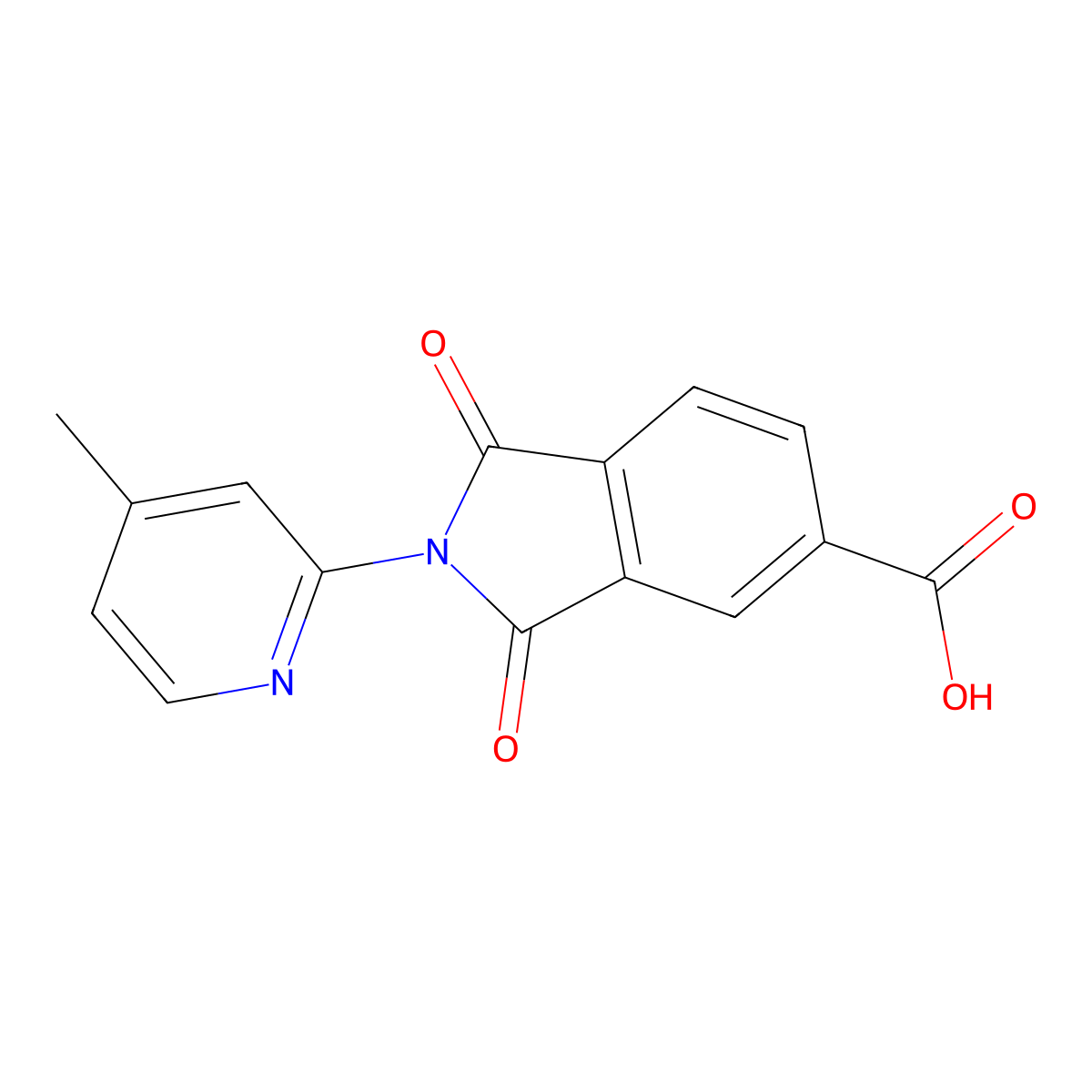 2-(4-Methylpyridin-2-yl)-1,3-dioxo-2,3-dihydro-1H-isoindole-5-carboxylic acid molecular structure, CAS 328549-49-1