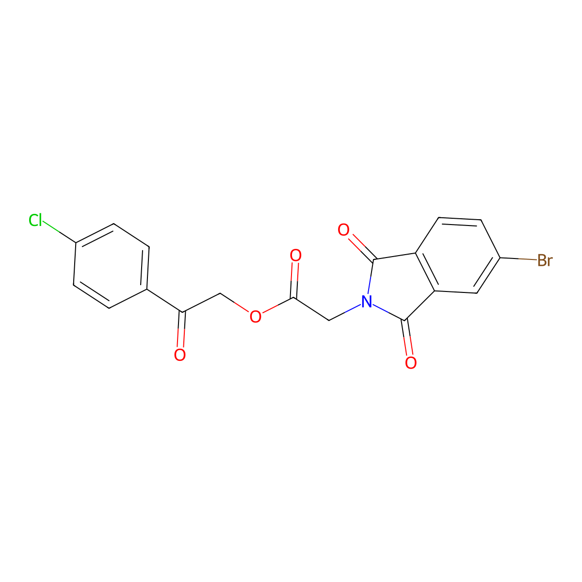 2-(4-chlorophenyl)-2-oxoethyl (5-bromo-1,3-dioxo-1,3-dihydro-2H-isoindol-2-yl)acetate molecular structure, CAS 328549-56-0