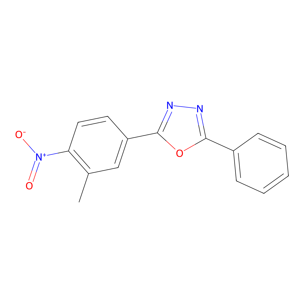 2-(3-Methyl-4-nitrophenyl)-5-phenyl-1,3,4-oxadiazole molecular structure, CAS 328555-23-3