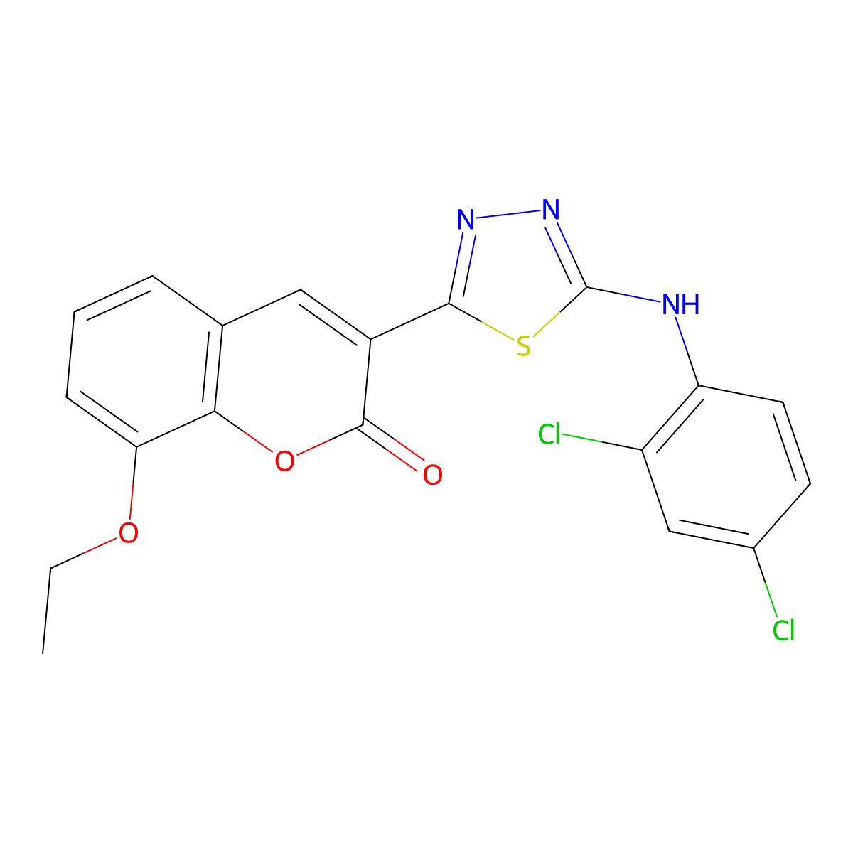 3-[5-(2,4-dichloroanilino)-1,3,4-thiadiazol-2-yl]-8-ethoxy-2H-chromen-2-one molecular structure, CAS 328555-41-5