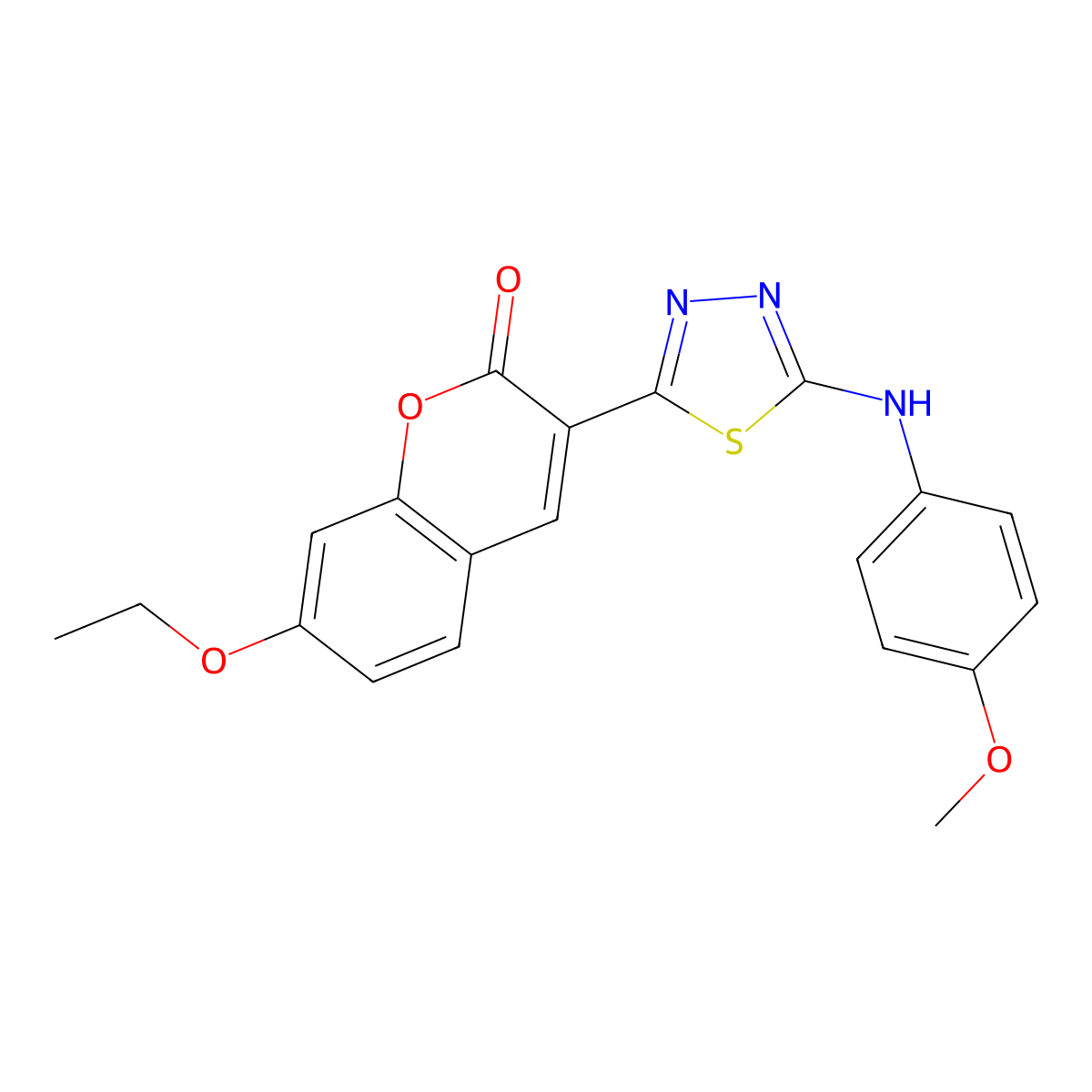 7-ethoxy-3-(5-((4-methoxyphenyl)amino)-1,3,4-thiadiazol-2-yl)-2H-chromen-2-one molecular structure, CAS 328555-47-1