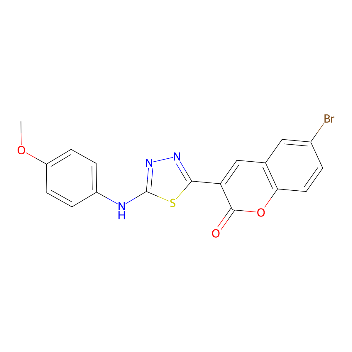 6-Bromo-3-[5-(4-methoxyanilino)-1,3,4-thiadiazol-2-yl]chromen-2-one molecular structure, CAS 328555-48-2