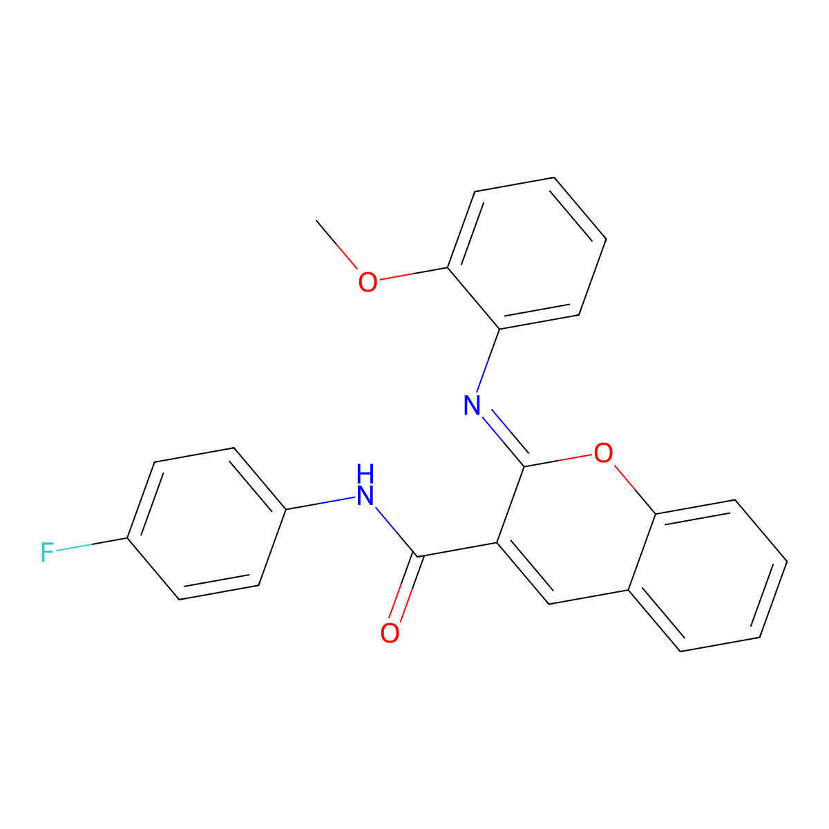 (2Z)-N-(4-fluorophenyl)-2-[(2-methoxyphenyl)imino]-2H-chromene-3-carboxamide molecular structure, CAS 328555-71-1