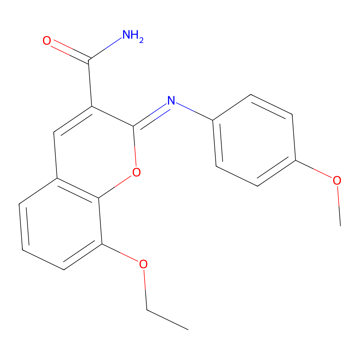 (2Z)-8-ethoxy-2-[(4-methoxyphenyl)imino]-2H-chromene-3-carboxamide molecular structure, CAS 328555-80-2