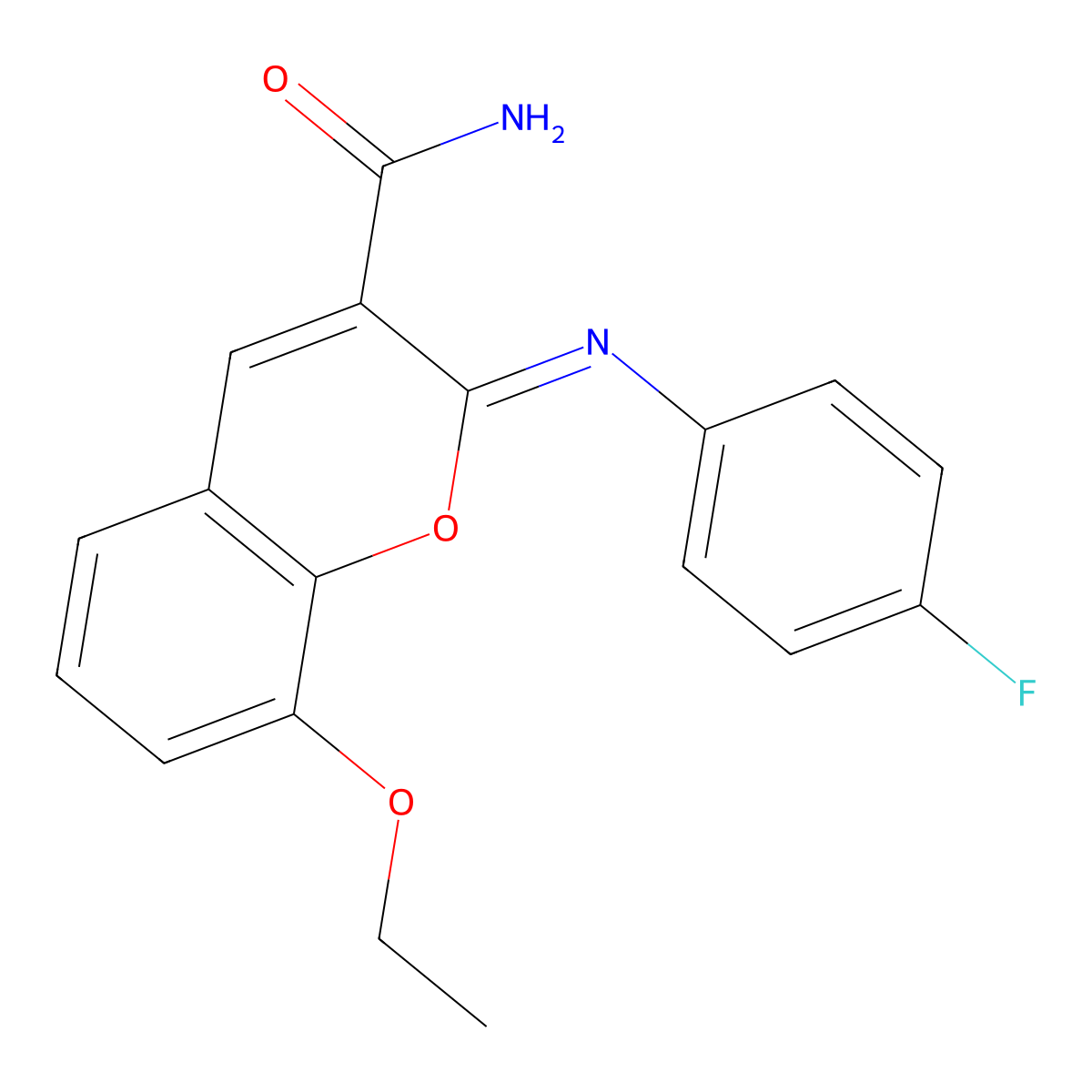 8-ethoxy-2-[(4-fluorophenyl)imino]-2H-chromene-3-carboxamide molecular structure, CAS 328555-83-5