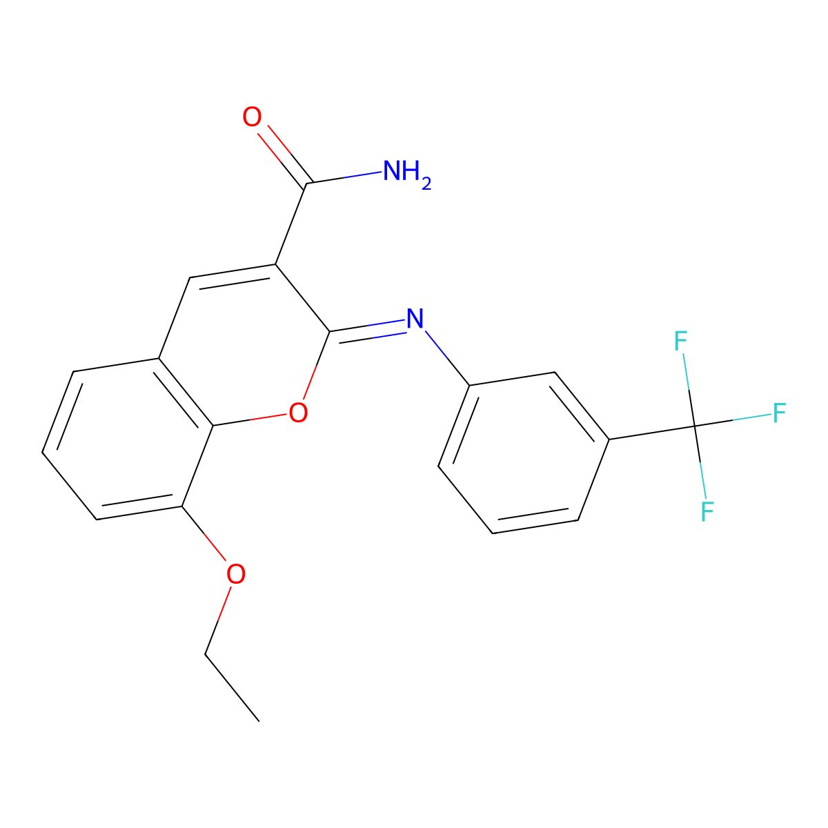 (Z)-8-ethoxy-2-((3-(trifluoromethyl)phenyl)imino)-2H-chromene-3-carboxamide molecular structure, CAS 328555-84-6