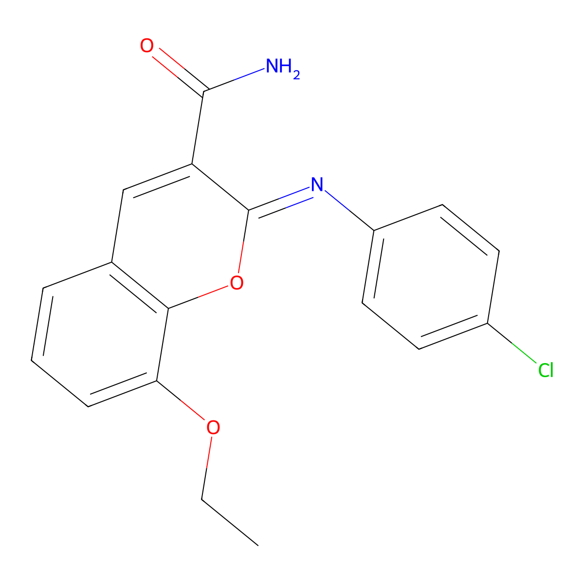 (2Z)-2-[(4-chlorophenyl)imino]-8-ethoxy-2H-chromene-3-carboxamide molecular structure, CAS 328555-85-7
