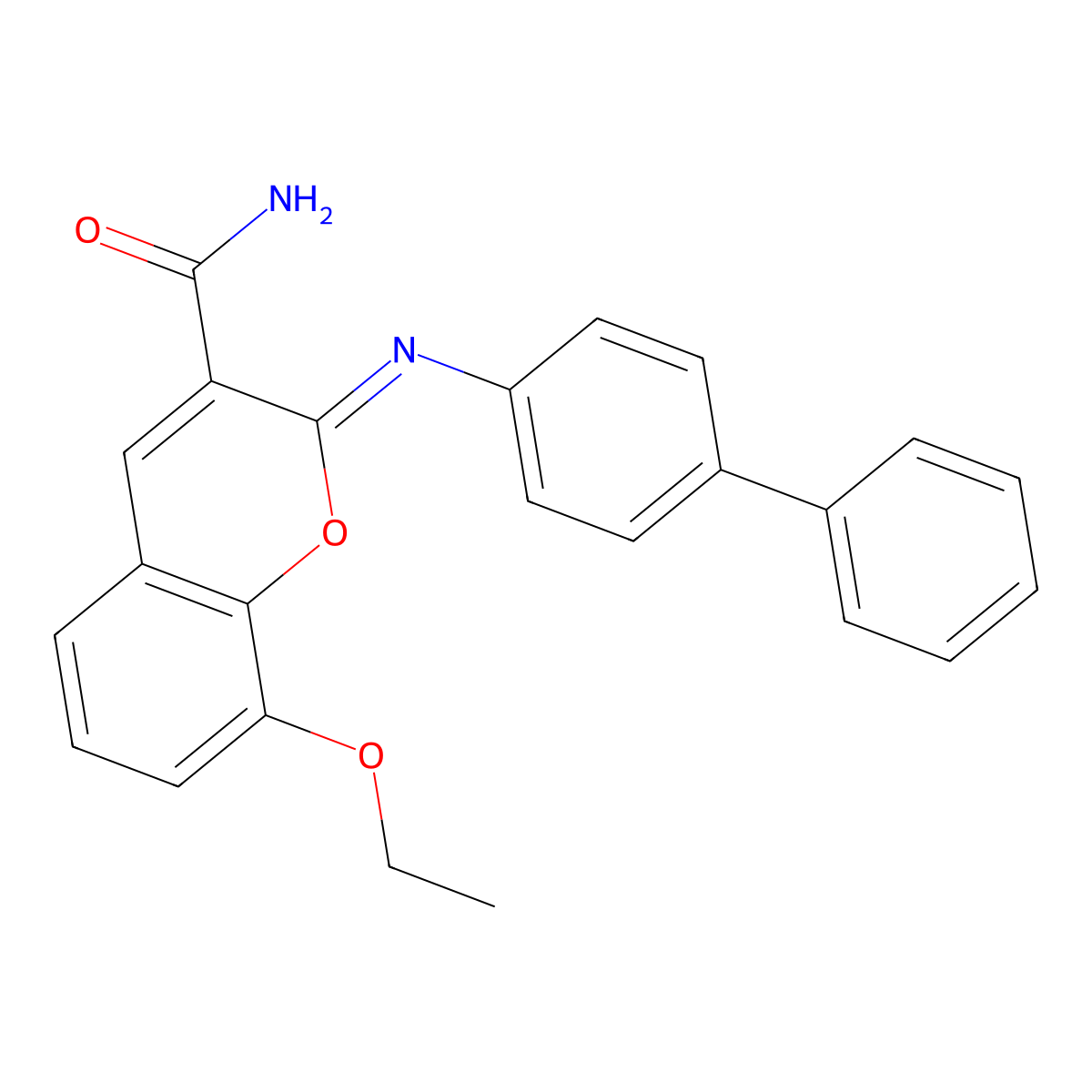 (Z)-2-([1,1'-biphenyl]-4-ylimino)-8-ethoxy-2H-chromene-3-carboxamide molecular structure, CAS 328555-87-9