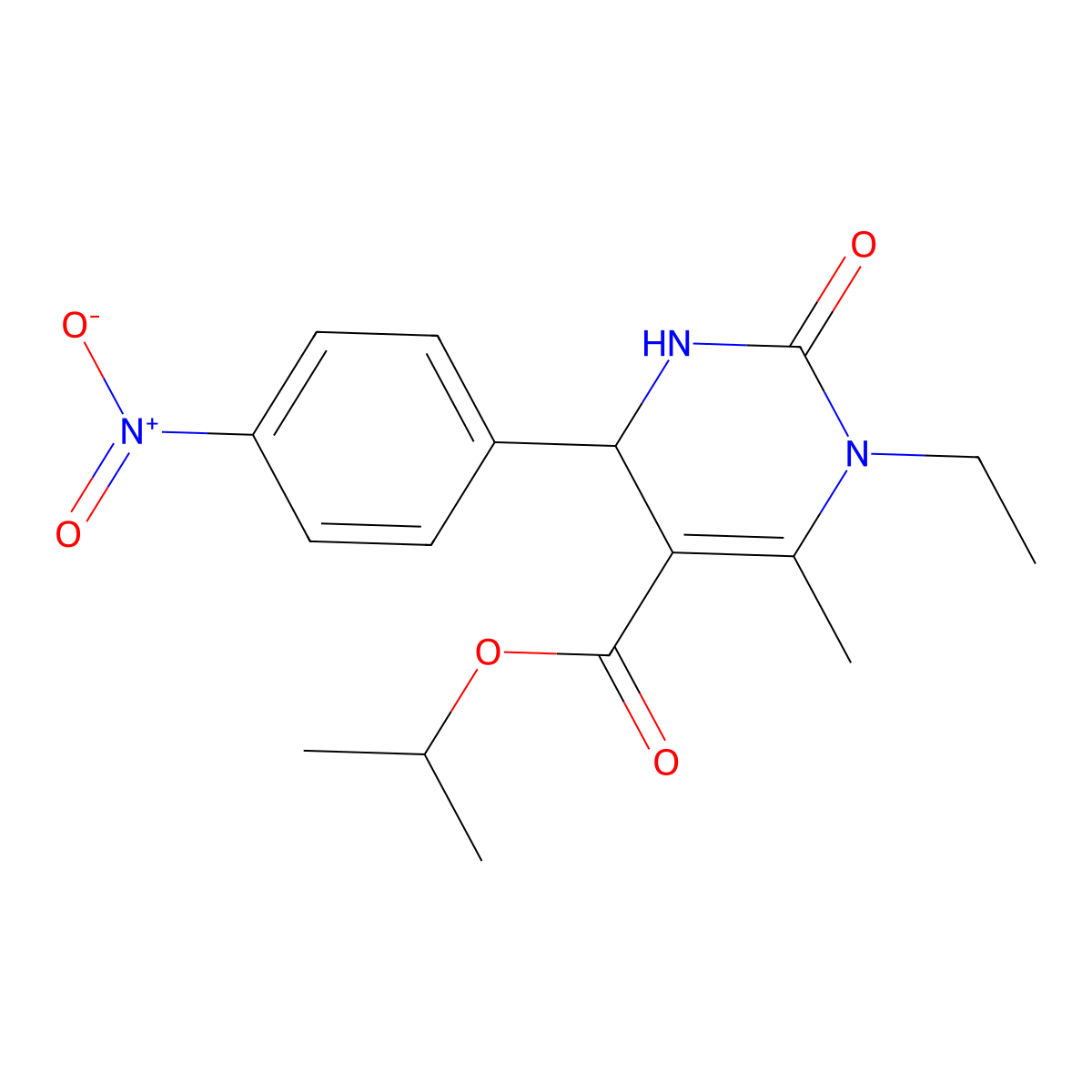 Propan-2-yl 1-ethyl-6-methyl-4-(4-nitrophenyl)-2-oxo-1,2,3,4-tetrahydropyrimidine-5-carboxylate molecular structure, CAS 328556-05-4