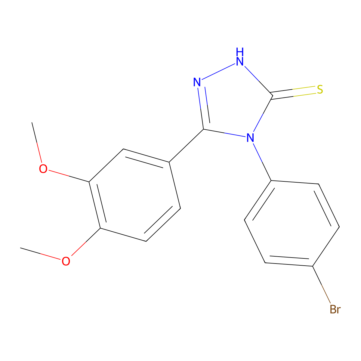 4-(4-bromophenyl)-3-(3,4-dimethoxyphenyl)-1H-1,2,4-triazole-5-thione molecular structure, CAS 328556-74-7