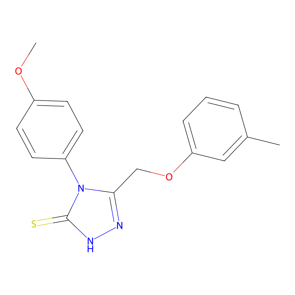 2,4-Dihydro-4-(4-methoxyphenyl)-5-[(3-methylphenoxy)methyl]-3H-1,2,4-triazole-3-thione molecular structure, CAS 328556-79-2