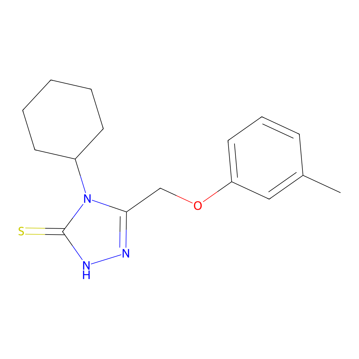 4-cyclohexyl-3-[(3-methylphenoxy)methyl]-1H-1,2,4-triazole-5-thione molecular structure, CAS 328556-81-6