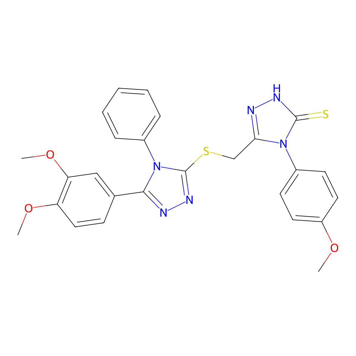 3-[[5-(3,4-dimethoxyphenyl)-4-phenyl-1,2,4-triazol-3-yl]sulfanylmethyl]-4-(4-methoxyphenyl)-1H-1,2,4-triazole-5-thione molecular structure, CAS 328556-83-8