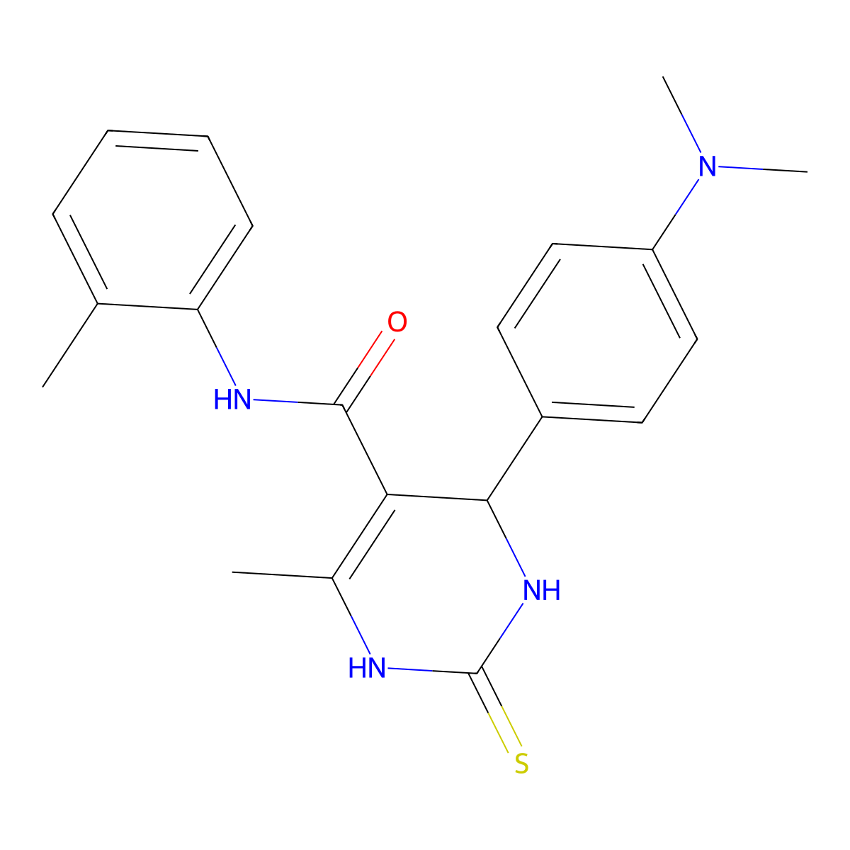 4-[4-(dimethylamino)phenyl]-6-methyl-N-(2-methylphenyl)-2-thioxo-1,2,3,4-tetrahydro-5-pyrimidinecarboxamide molecular structure, CAS 328556-95-2