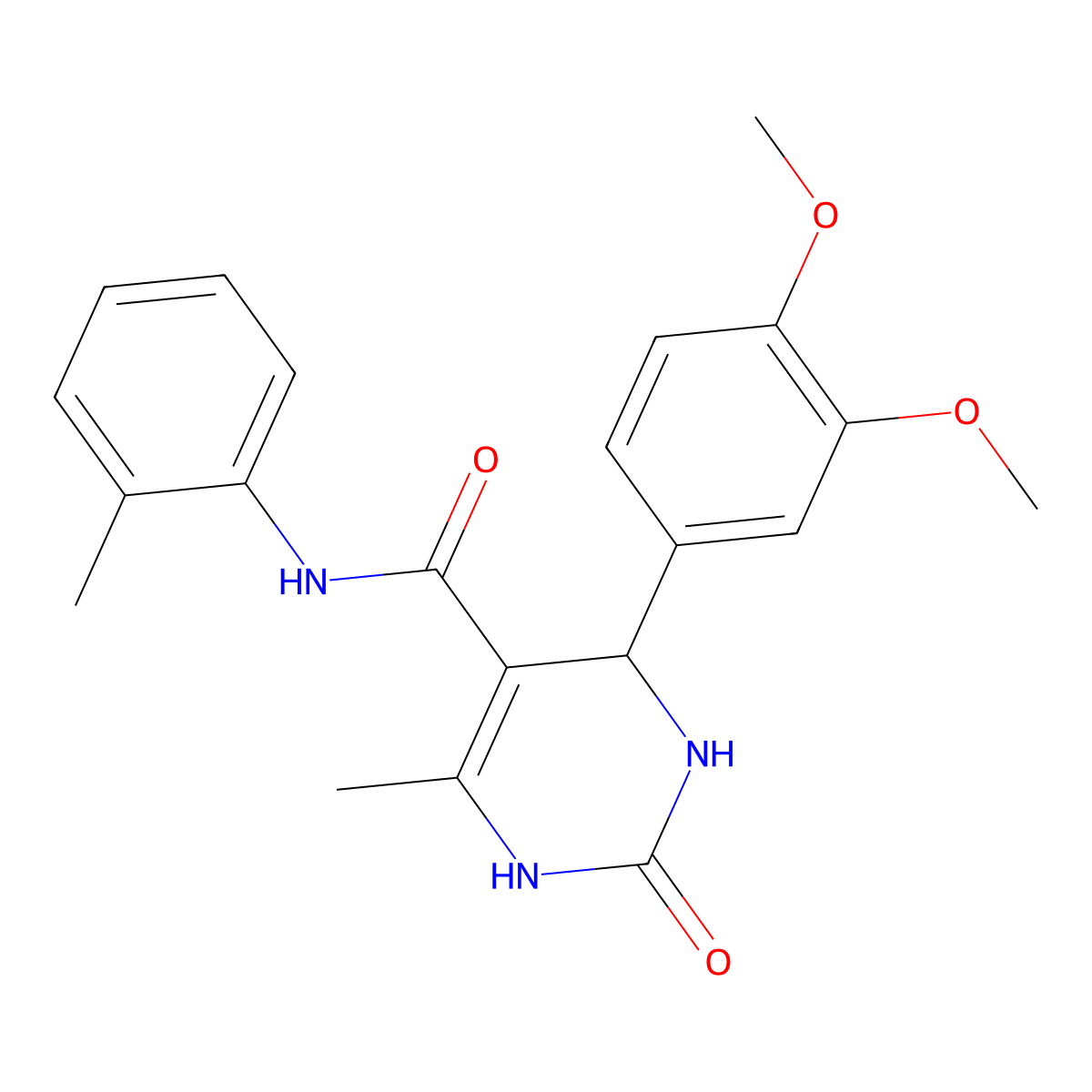 4-(3,4-dimethoxyphenyl)-6-methyl-2-oxo-N-(o-tolyl)-1,2,3,4-tetrahydropyrimidine-5-carboxamide molecular structure, CAS 328556-96-3