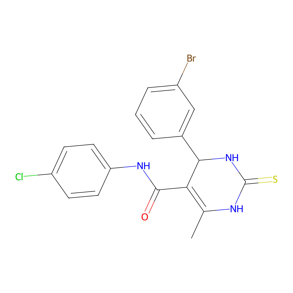 4-(3-bromophenyl)-N-(4-chlorophenyl)-6-methyl-2-thioxo-1,2,3,4-tetrahydro-5-pyrimidinecarboxamide molecular structure, CAS 328557-04-6