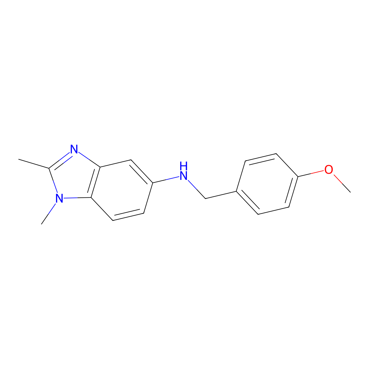 (1,2-Dimethyl-1H-benzoimidazol-5-yl)-(4-methoxy-benzyl)-amine molecular structure, CAS 328559-09-7