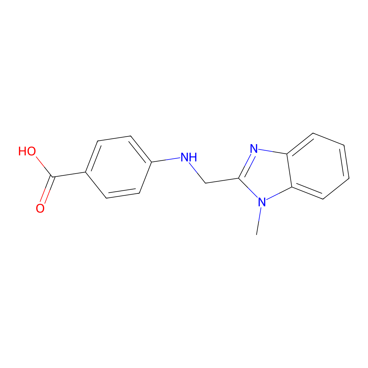 4-{[(1-methyl-1H-benzimidazol-2-yl)methyl]amino}benzoic acid molecular structure, CAS 328559-27-9