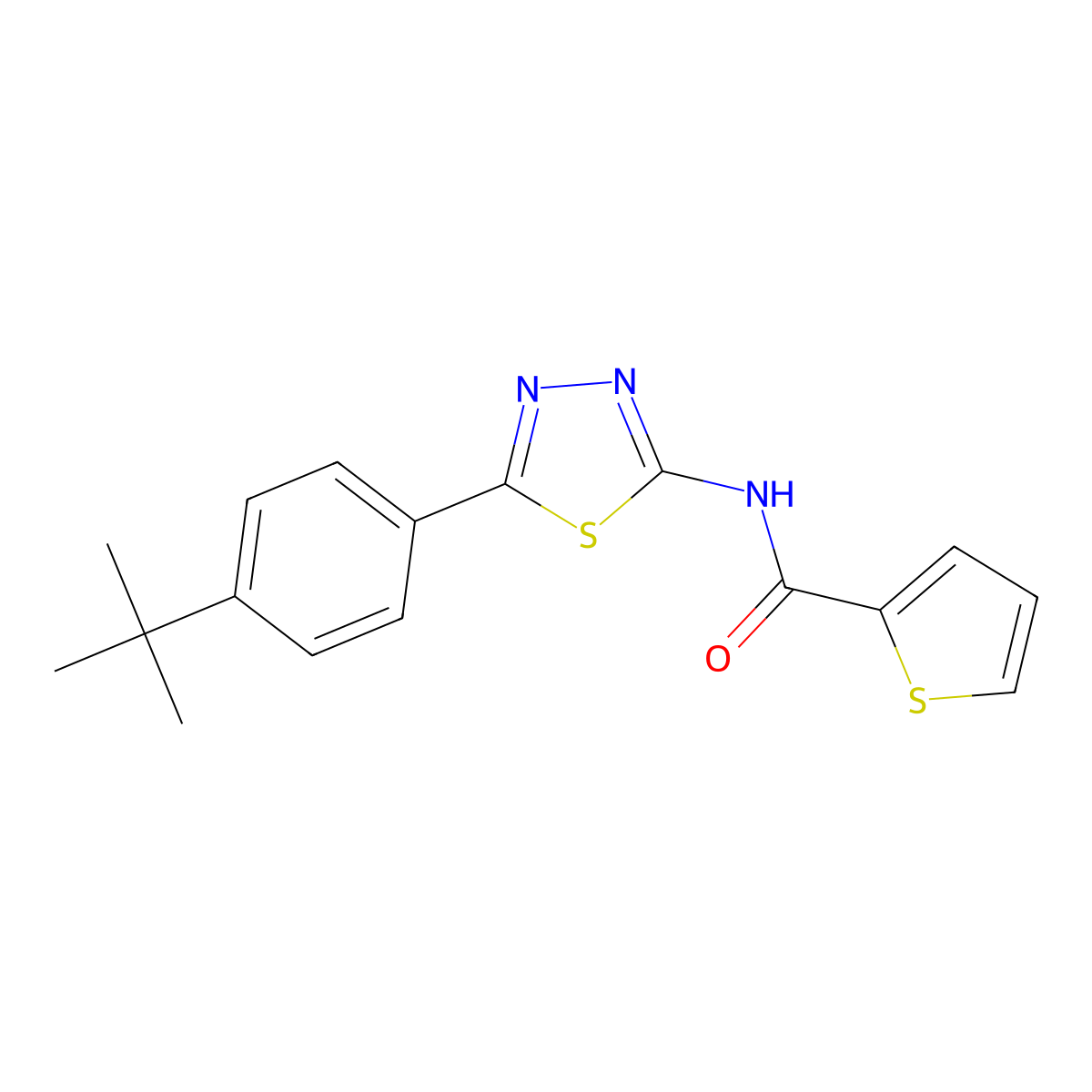 N-[5-(4-tert-butylphenyl)-1,3,4-thiadiazol-2-yl]thiophene-2-carboxamide molecular structure, CAS 328560-90-3