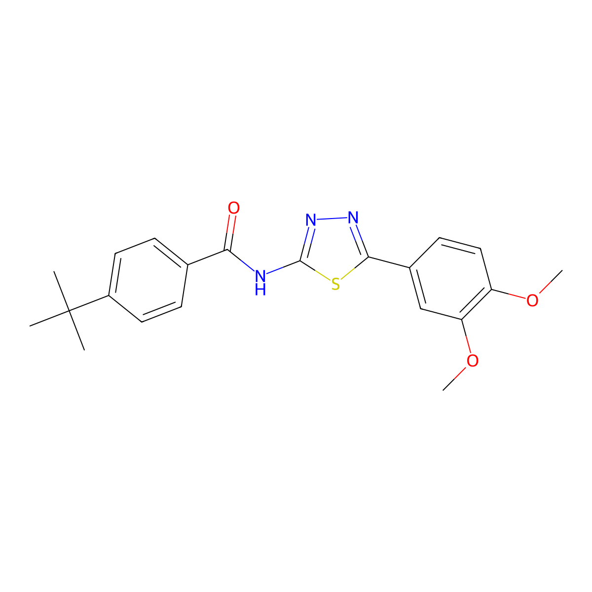 4-tert-butyl-N-[5-(3,4-dimethoxyphenyl)-1,3,4-thiadiazol-2-yl]benzamide molecular structure, CAS 328560-94-7