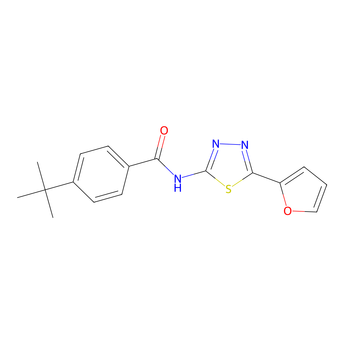 4-tert-butyl-N-[5-(2-furyl)-1,3,4-thiadiazol-2-yl]benzamide molecular structure, CAS 328560-97-0