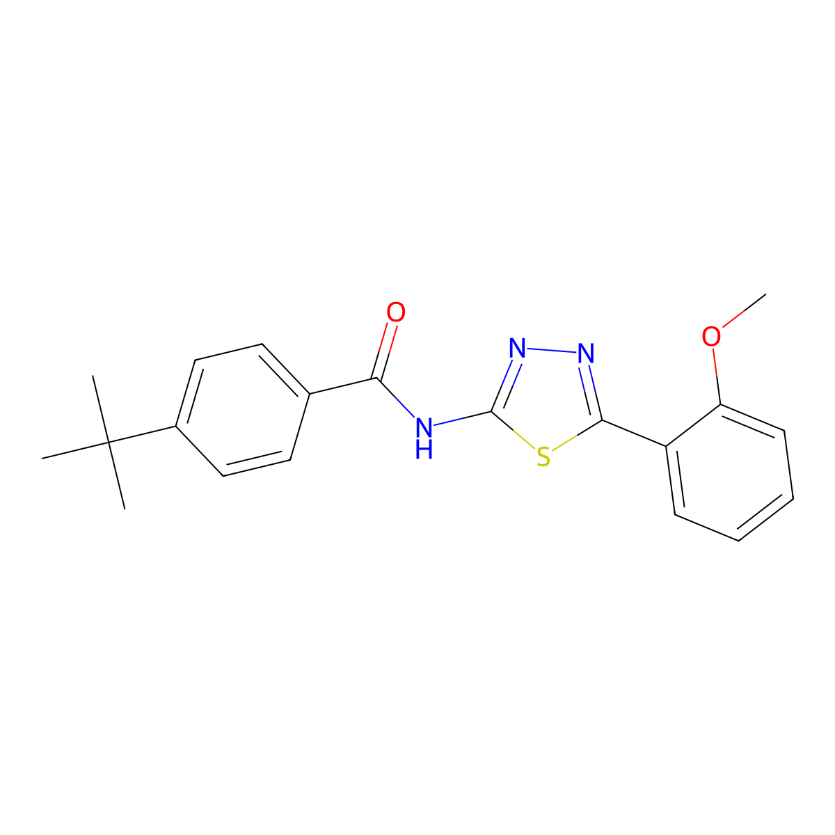 4-tert-butyl-N-[5-(2-methoxyphenyl)-1,3,4-thiadiazol-2-yl]benzamide molecular structure, CAS 328561-03-1