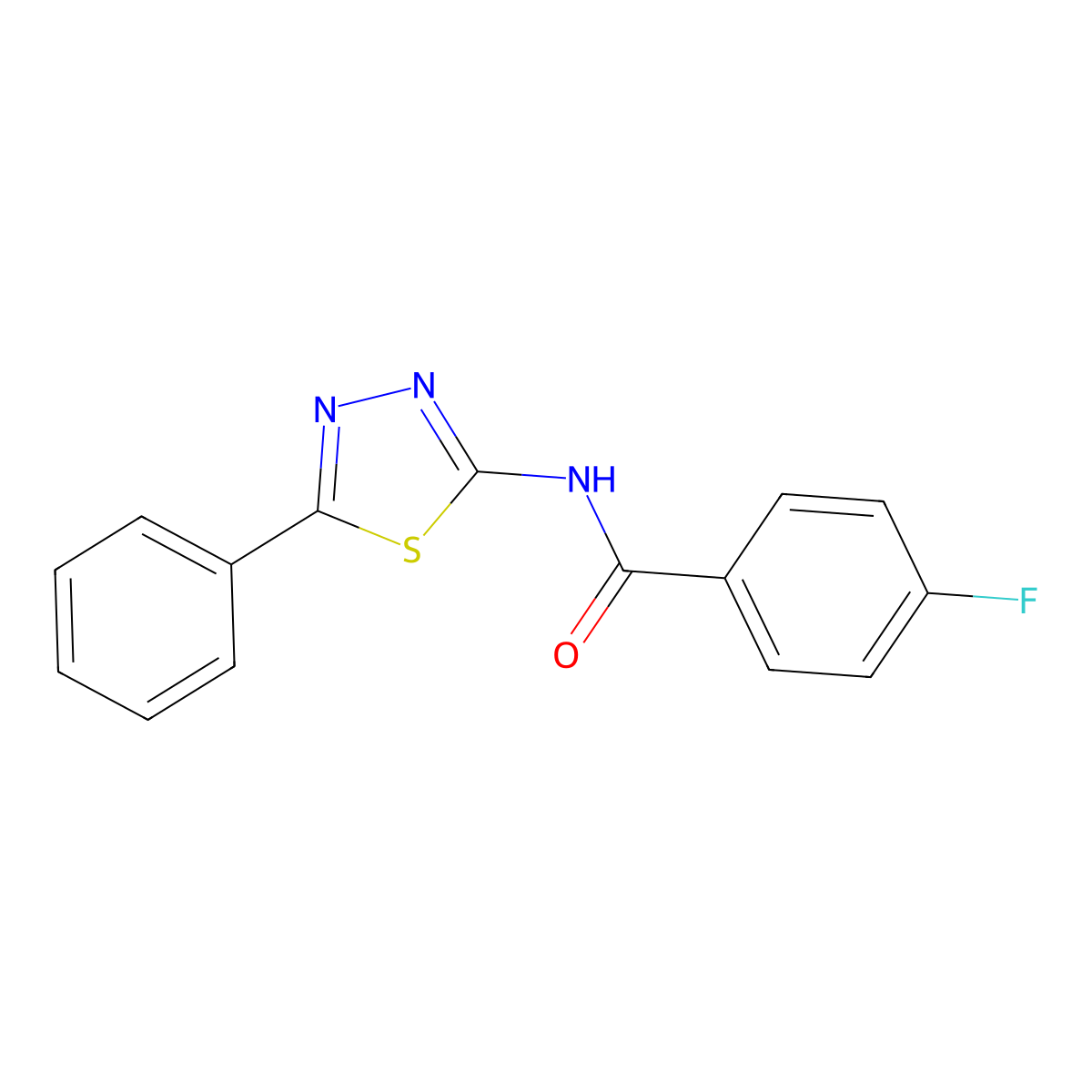 4-fluoro-N-(5-phenyl-1,3,4-thiadiazol-2-yl)benzamide molecular structure, CAS 328561-08-6