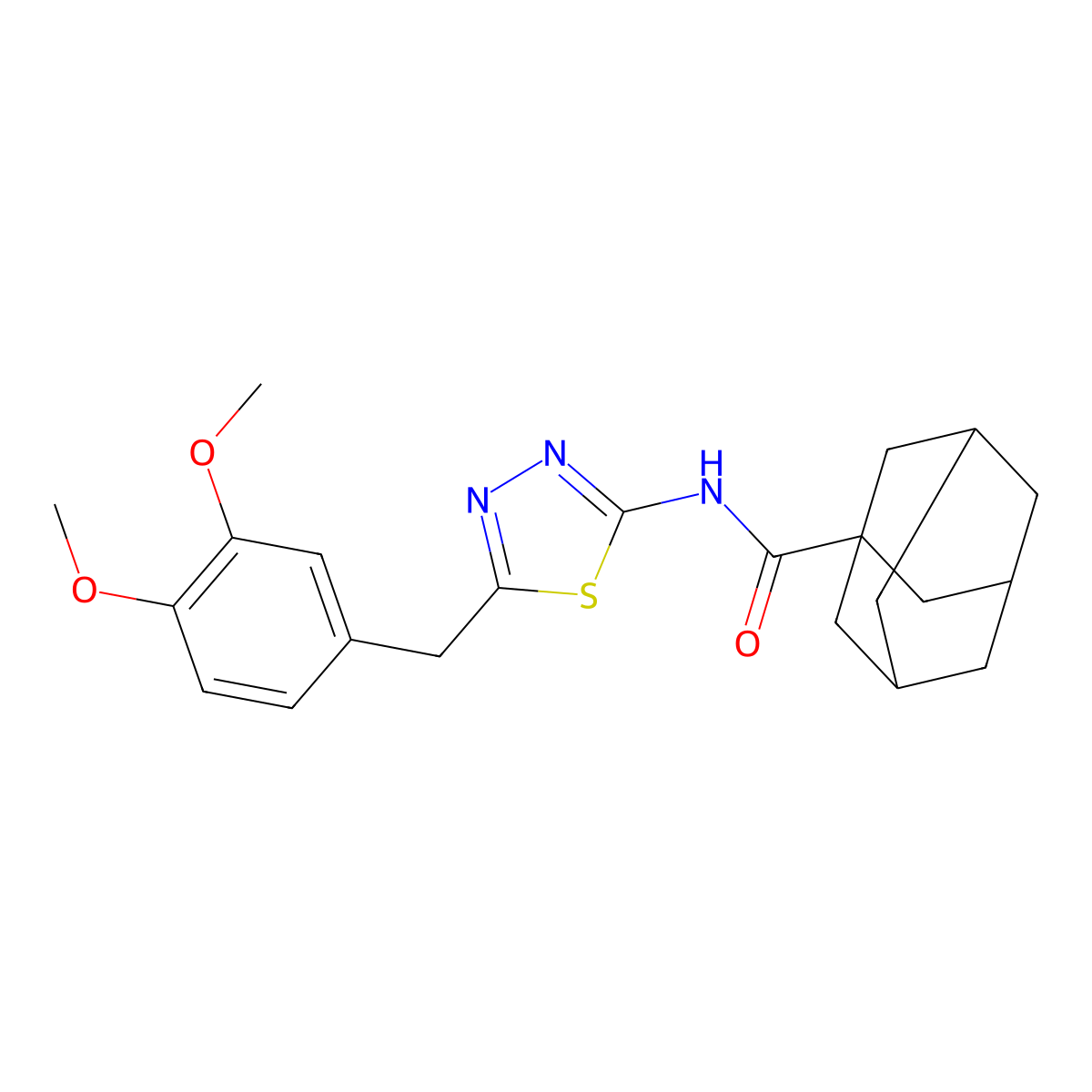 N-[5-(3,4-dimethoxybenzyl)-1,3,4-thiadiazol-2-yl]-1-adamantanecarboxamide molecular structure, CAS 328561-21-3