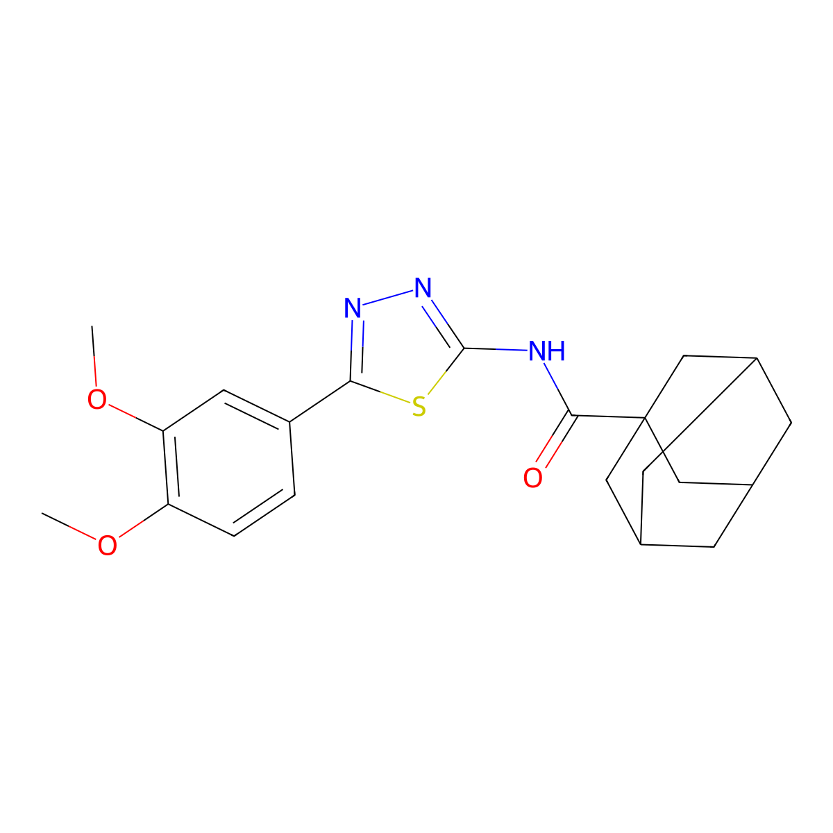 N-[5-(3,4-dimethoxyphenyl)-1,3,4-thiadiazol-2-yl]-1-adamantanecarboxamide molecular structure, CAS 328561-23-5