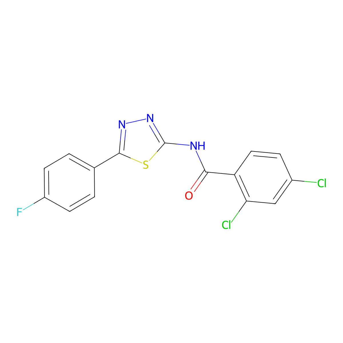2,4-dichloro-N-[5-(4-fluorophenyl)-1,3,4-thiadiazol-2-yl]benzamide molecular structure, CAS 328561-25-7