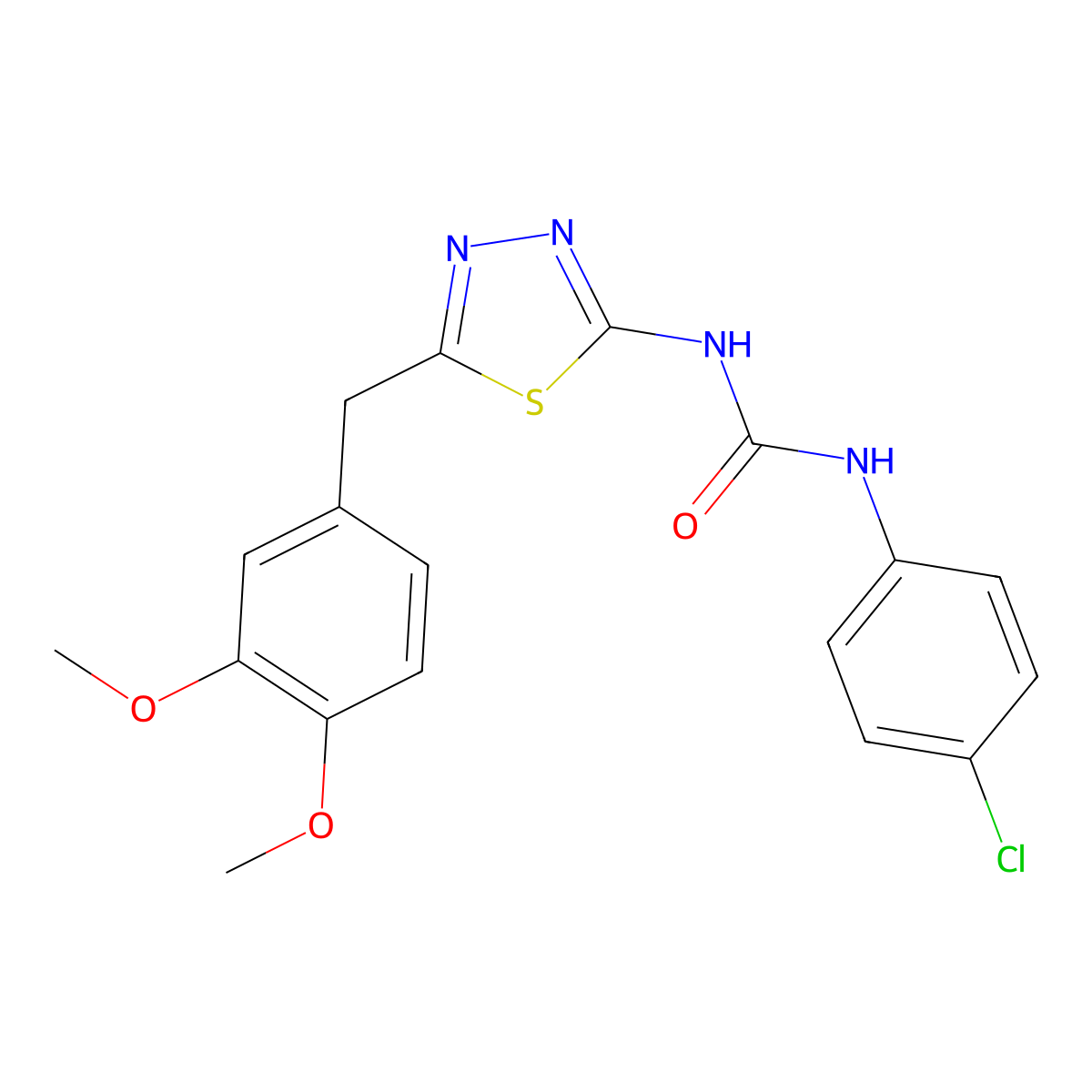 1-(4-Chlorophenyl)-3-[5-[(3,4-dimethoxyphenyl)methyl]-1,3,4-thiadiazol-2-yl]urea molecular structure, CAS 328561-54-2