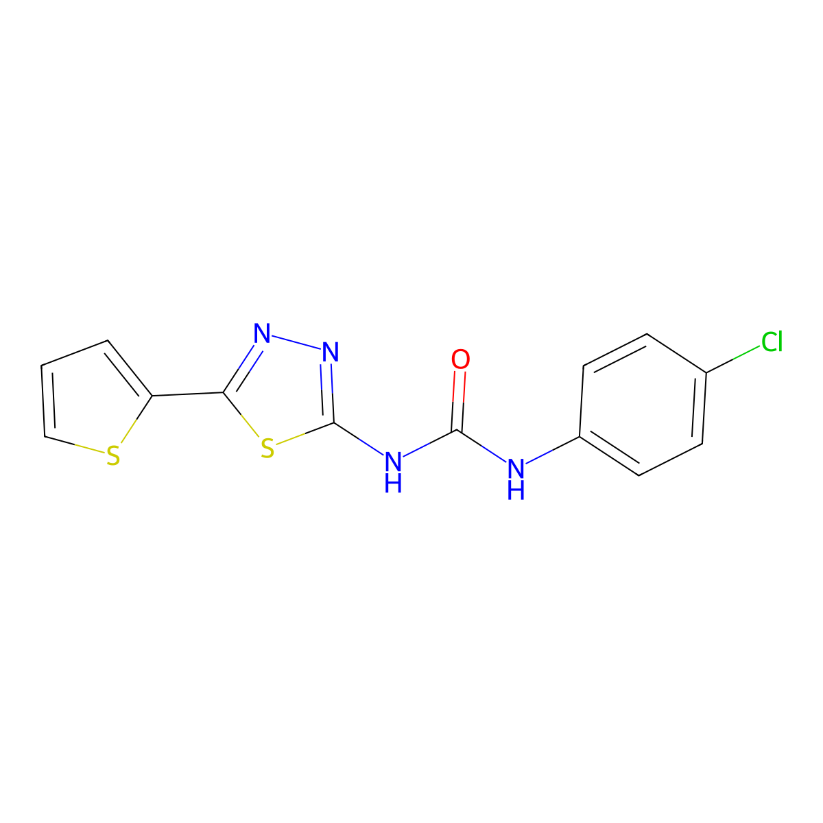1-(4-Chlorophenyl)-3-(5-thiophen-2-yl-1,3,4-thiadiazol-2-yl)urea molecular structure, CAS 328561-55-3