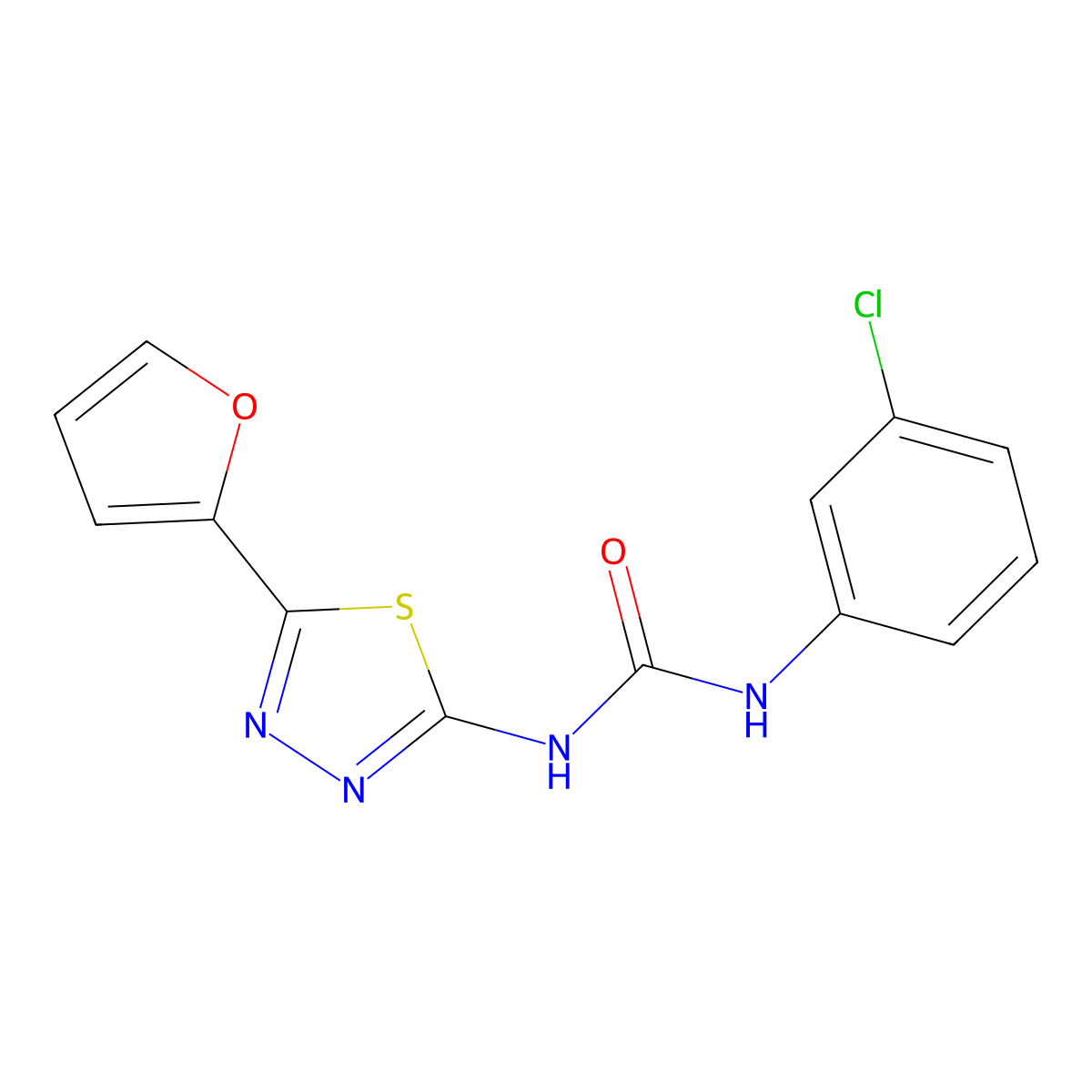 1-(3-Chlorophenyl)-3-(5-(furan-2-yl)-1,3,4-thiadiazol-2-yl)urea molecular structure, CAS 328561-63-3