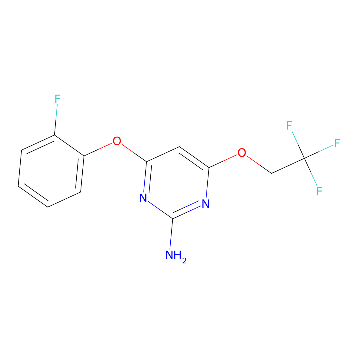 4-(2-Fluorophenoxy)-6-(2,2,2-trifluoroethoxy)pyrimidin-2-amine molecular structure, CAS 328561-73-5