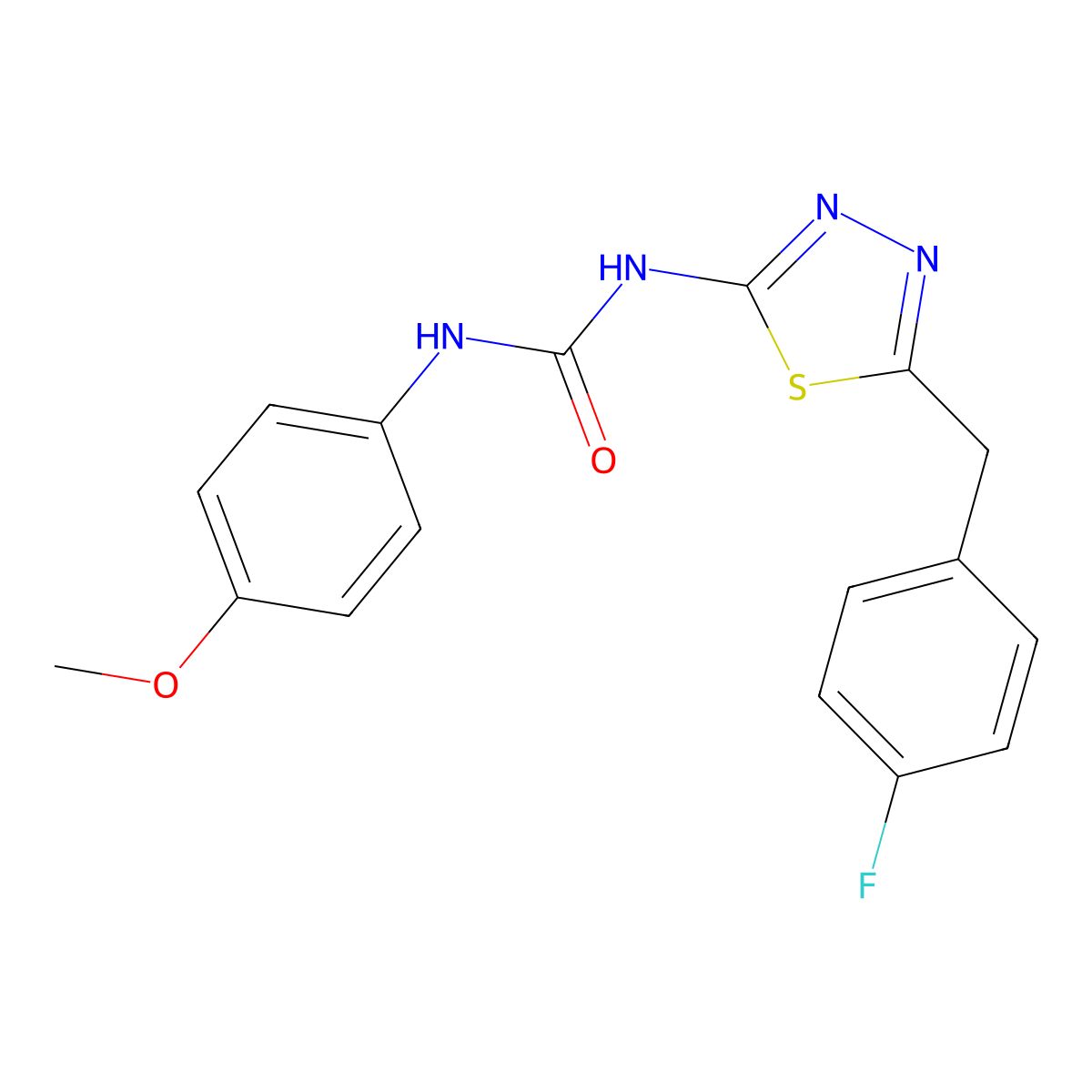 1-[5-[(4-Fluorophenyl)methyl]-1,3,4-thiadiazol-2-yl]-3-(4-methoxyphenyl)urea molecular structure, CAS 328561-91-7