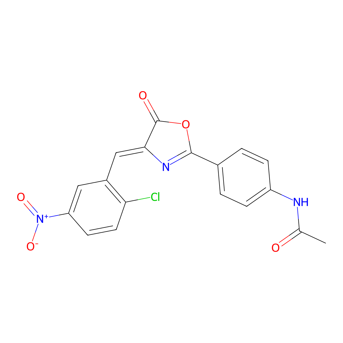 N-[4-[4-[(2-Chloro-5-nitrophenyl)methylene]-4,5-dihydro-5-oxo-2-oxazolyl]phenyl]acetamide molecular structure, CAS 328562-24-9