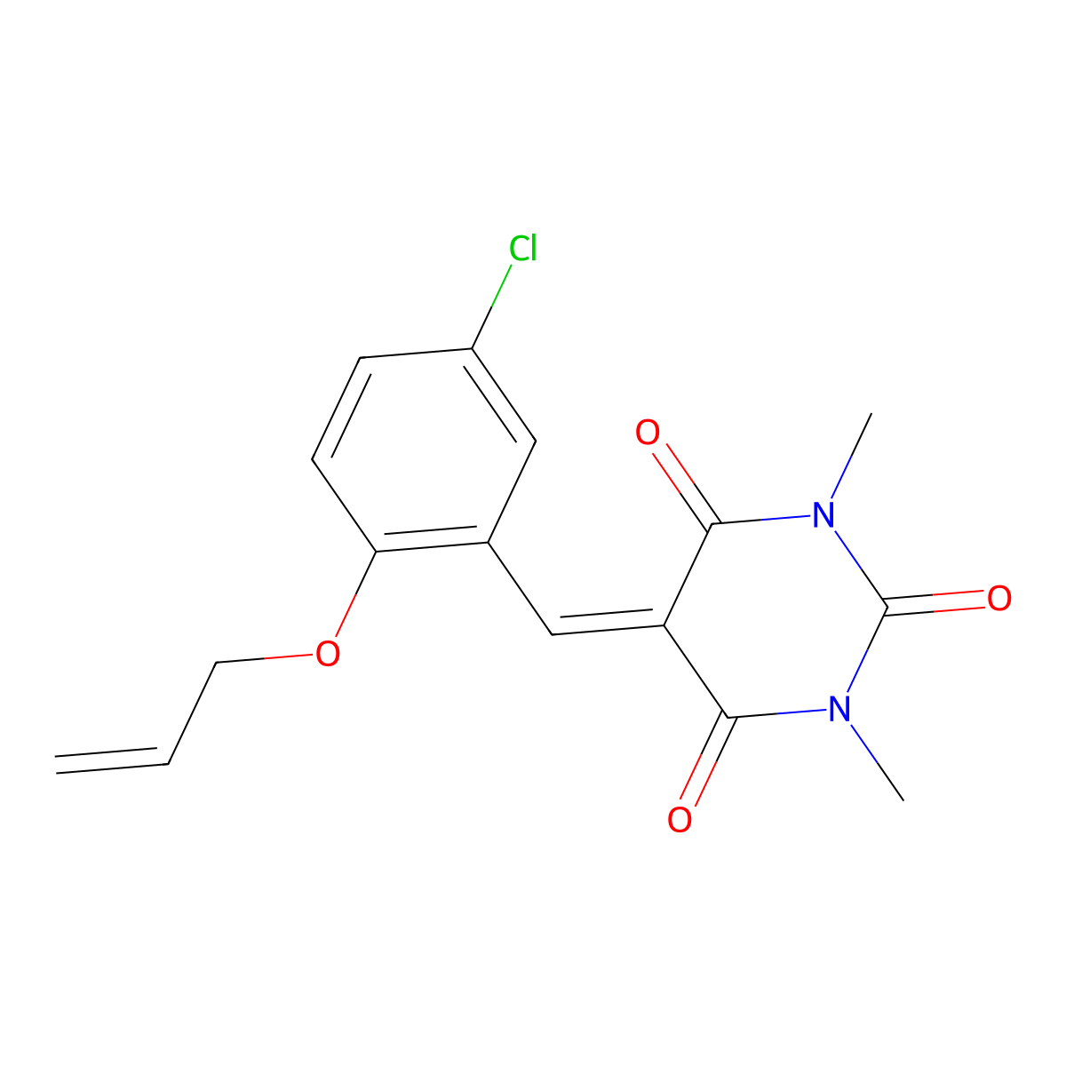 5-[(5-Chloro-2-prop-2-enoxyphenyl)methylidene]-1,3-dimethyl-1,3-diazinane-2,4,6-trione molecular structure, CAS 328562-55-6