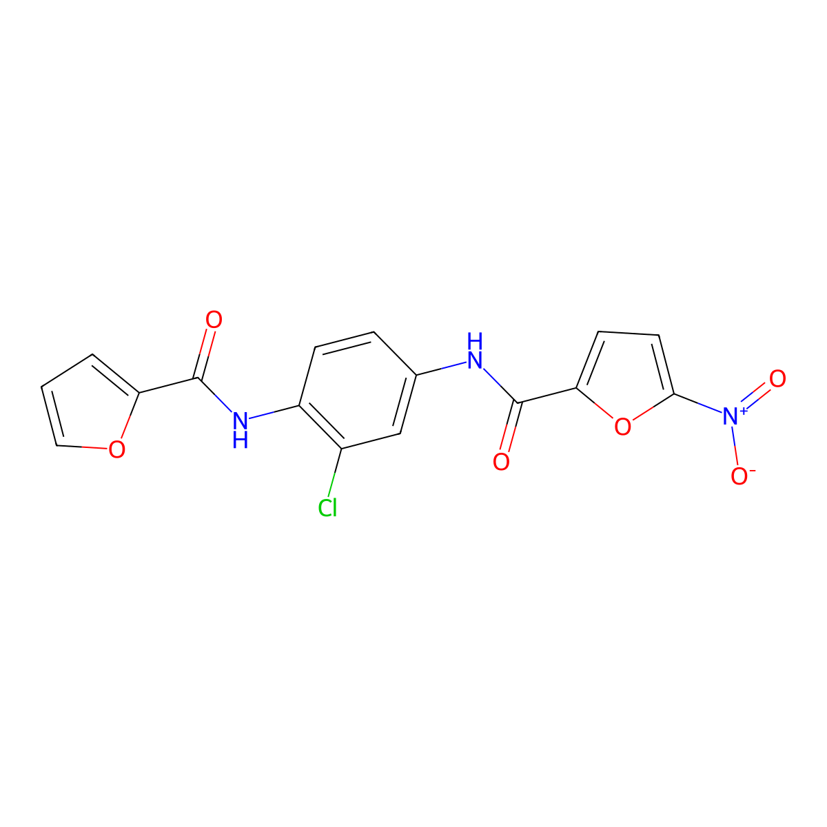 N-[3-chloro-4-(furan-2-carbonylamino)phenyl]-5-nitrofuran-2-carboxamide molecular structure, CAS 328563-37-7