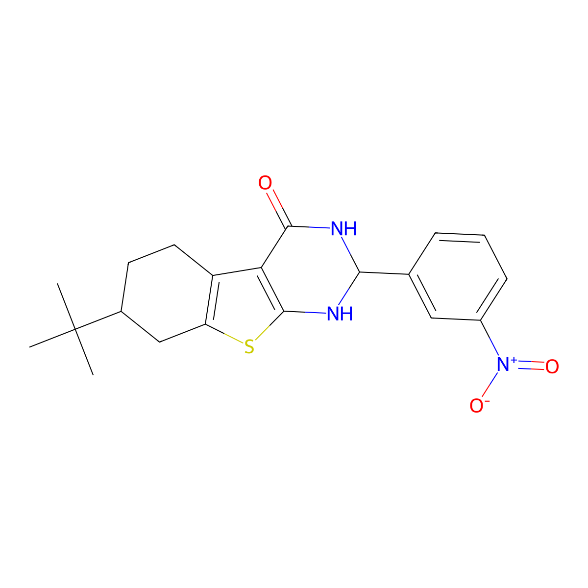 7-tert-butyl-2-{3-nitrophenyl}-2,3,5,6,7,8-hexahydro[1]benzothieno[2,3-d]pyrimidin-4(1H)-one molecular structure, CAS 328568-61-2