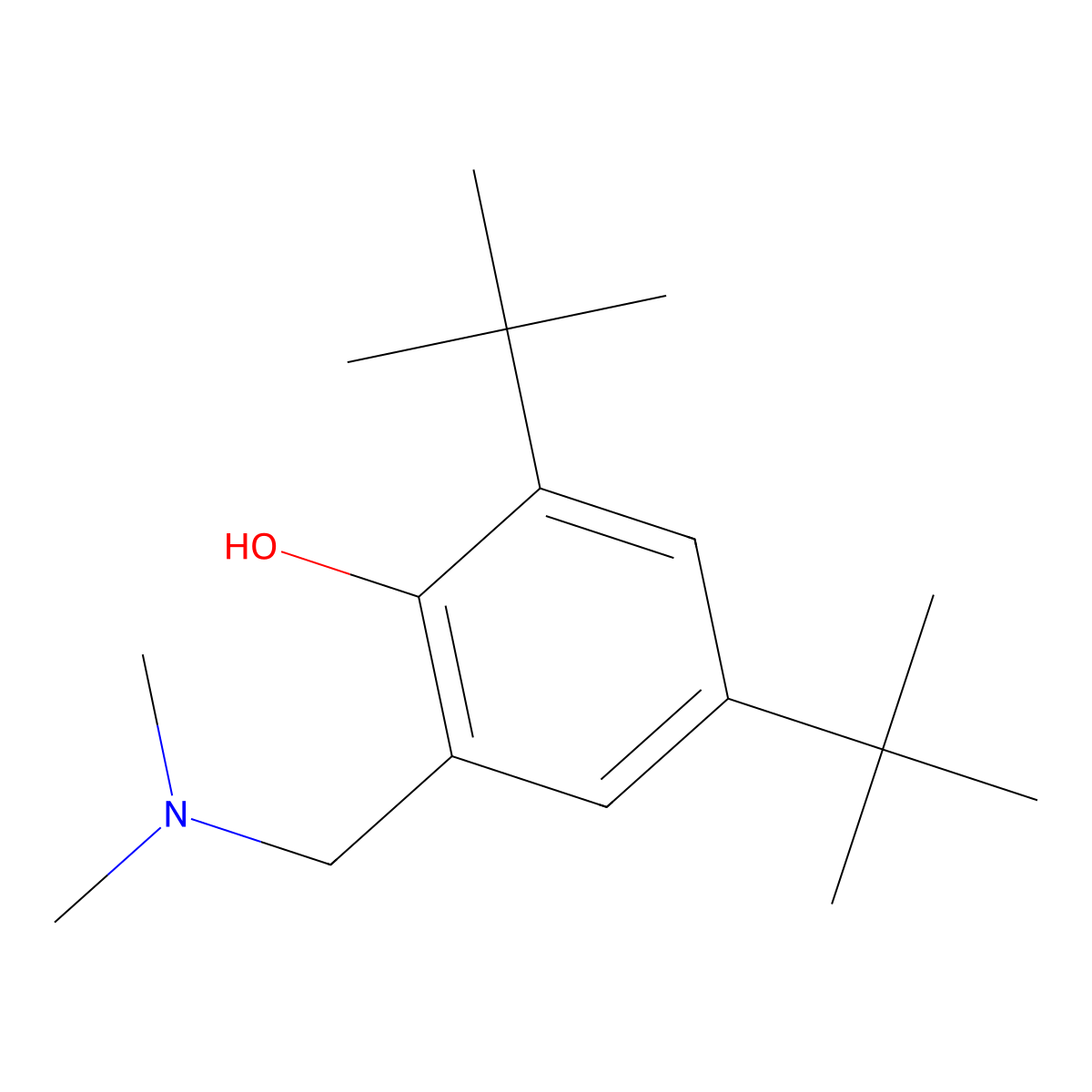 2,4-Di-tert-butyl-6-dimethylaminomethyl-phenol molecular structure, CAS 32857-07-1