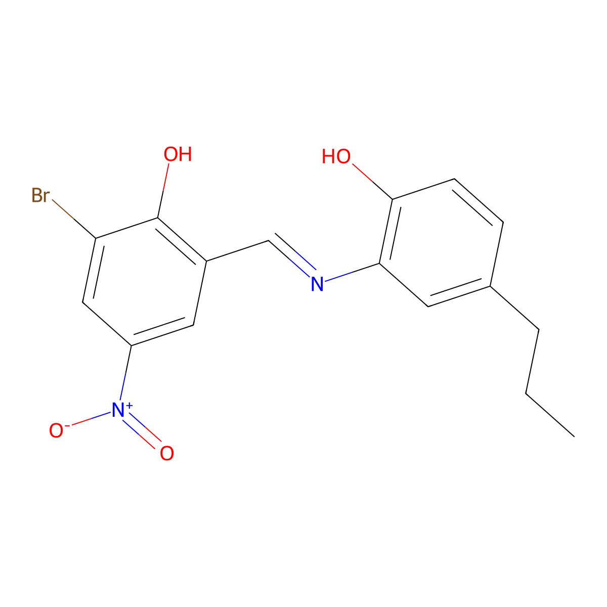 2-bromo-6-{(E)-[(2-hydroxy-5-propylphenyl)imino]methyl}-4-nitrophenol molecular structure, CAS 328580-21-8