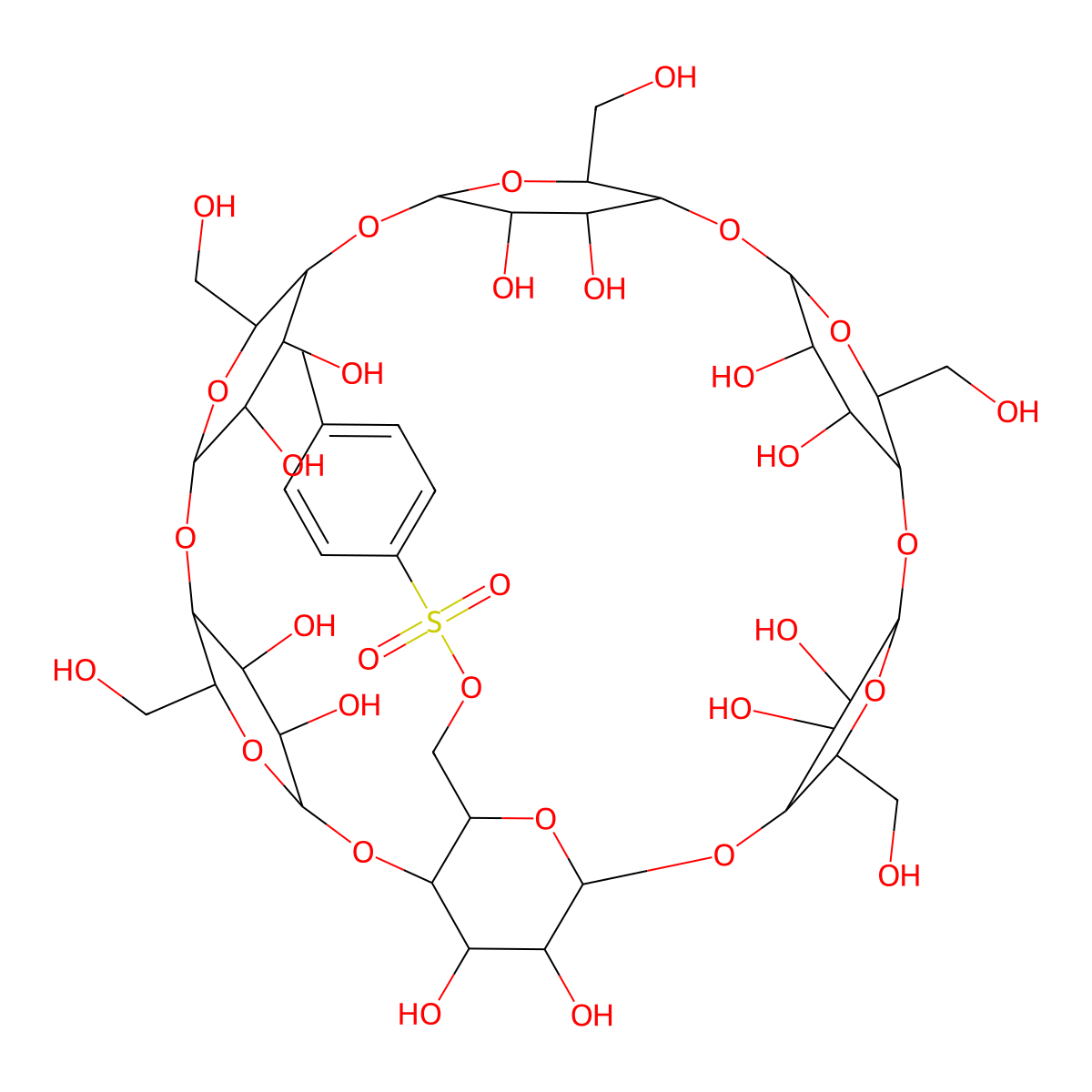Mono-6-O-(p-toluenesulfonyl)-alpha-cyclodextrin molecular structure, CAS 32860-56-3