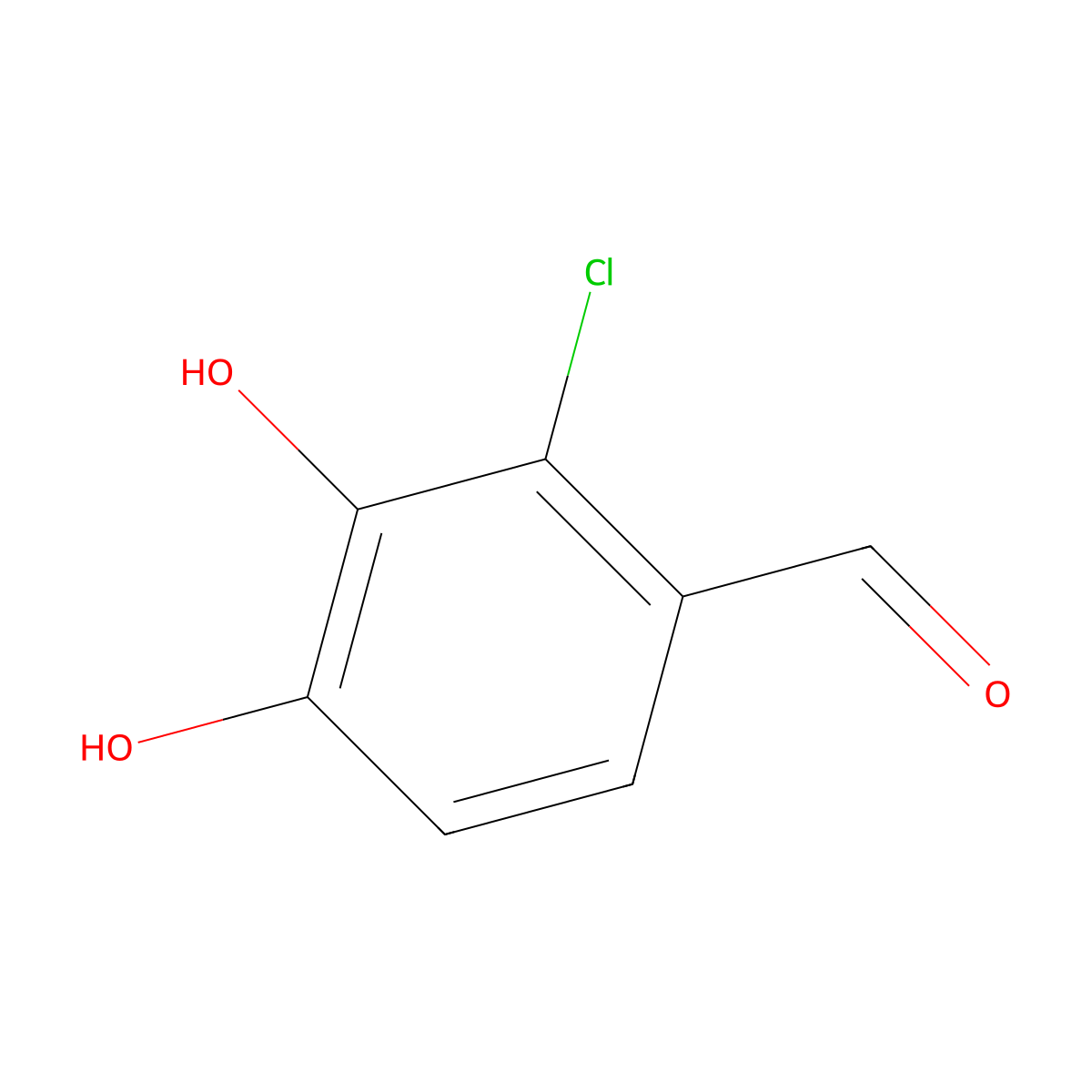 2-Chloro-3,4-dihydroxybenzaldehyde molecular structure, CAS 32864-11-2