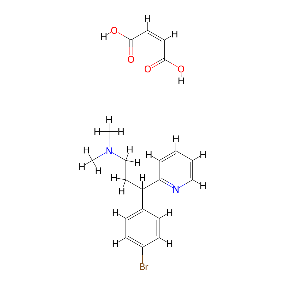 (+-)-Brompheniramine maleate molecular structure, CAS 32865-01-3