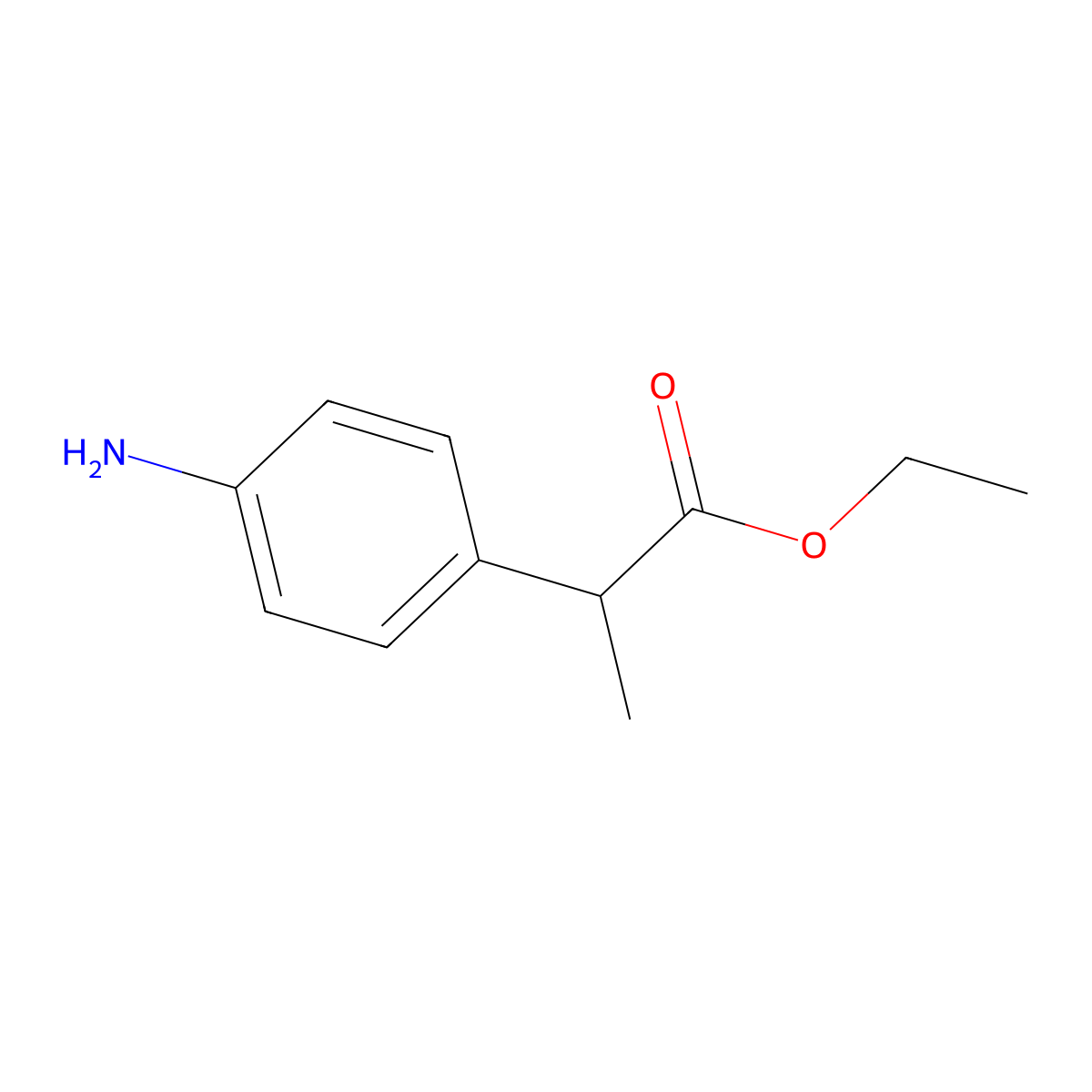 Ethyl 2-(4-aminophenyl)propanoate molecular structure, CAS 32868-25-0