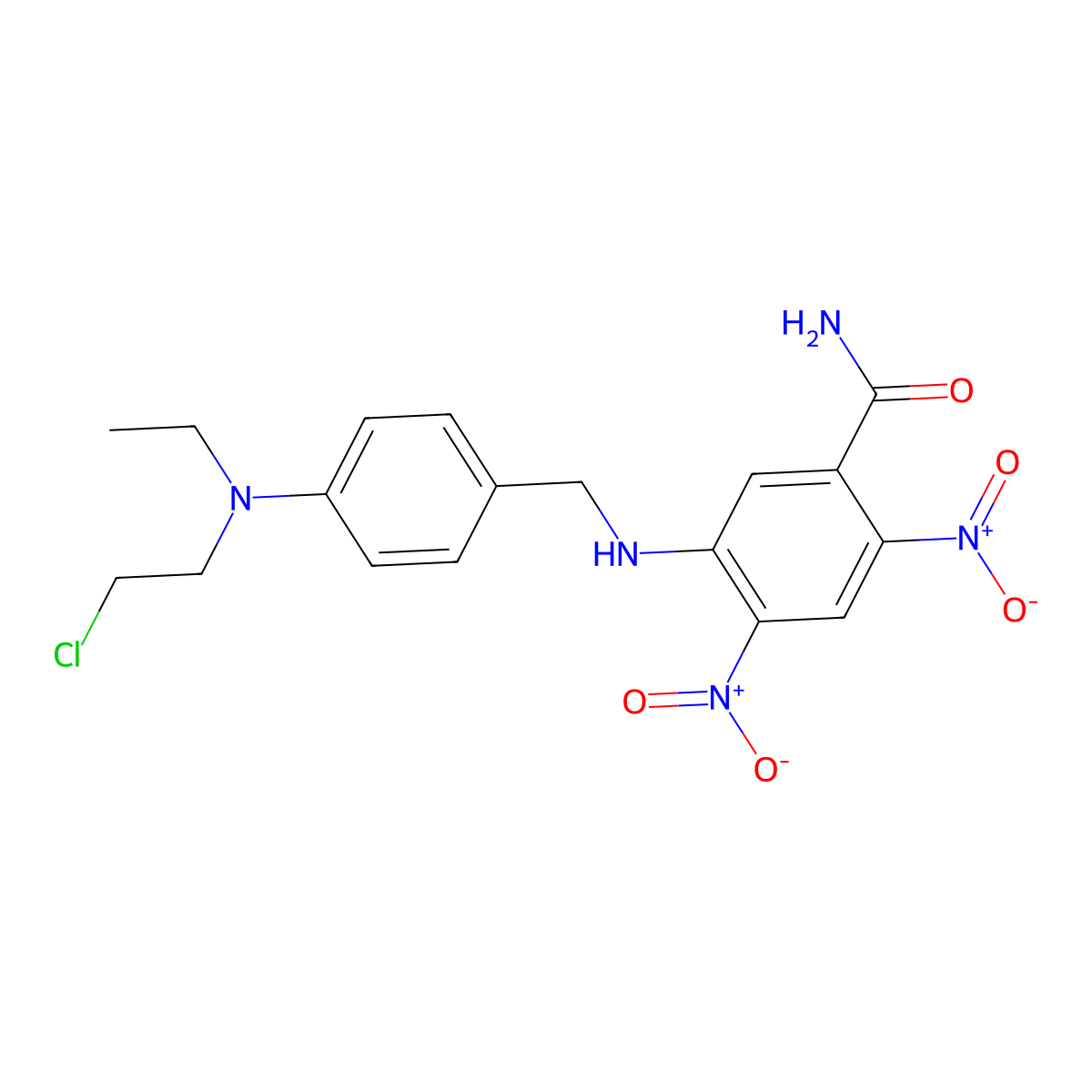 Benzamide, 5-((p-((2-chloroethyl)ethylamino)benzyl)amino)-2,4-dinitro- molecular structure, CAS 32868-94-3