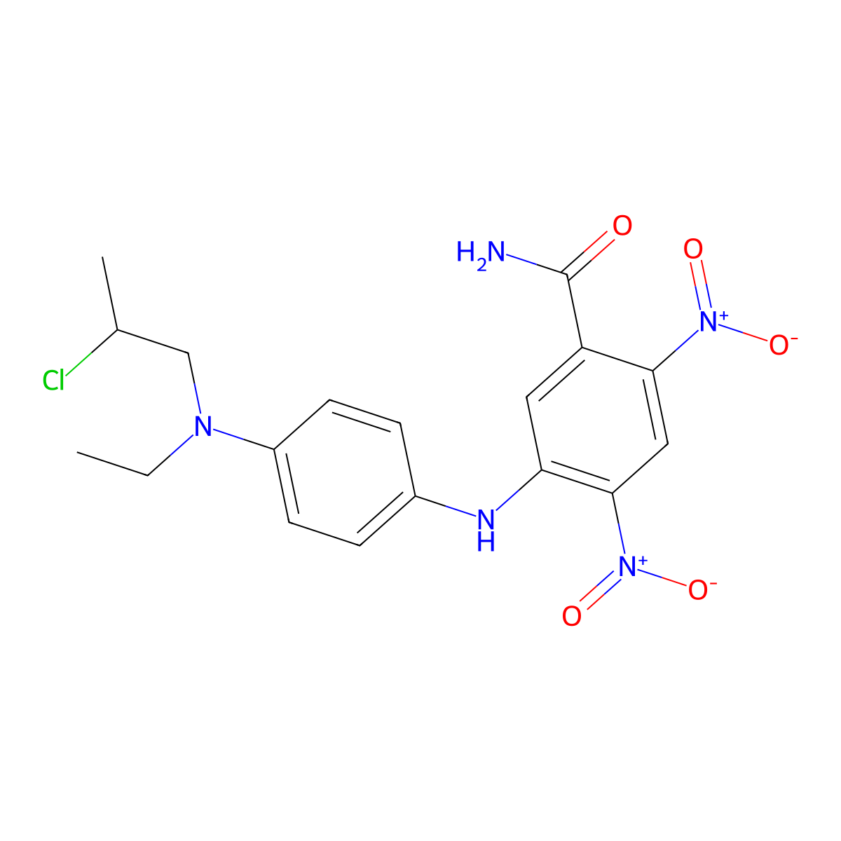 Benzamide, 5-(p-((2-chloropropyl)ethylamino)anilino)-2,4-dinitro- molecular structure, CAS 32869-01-5