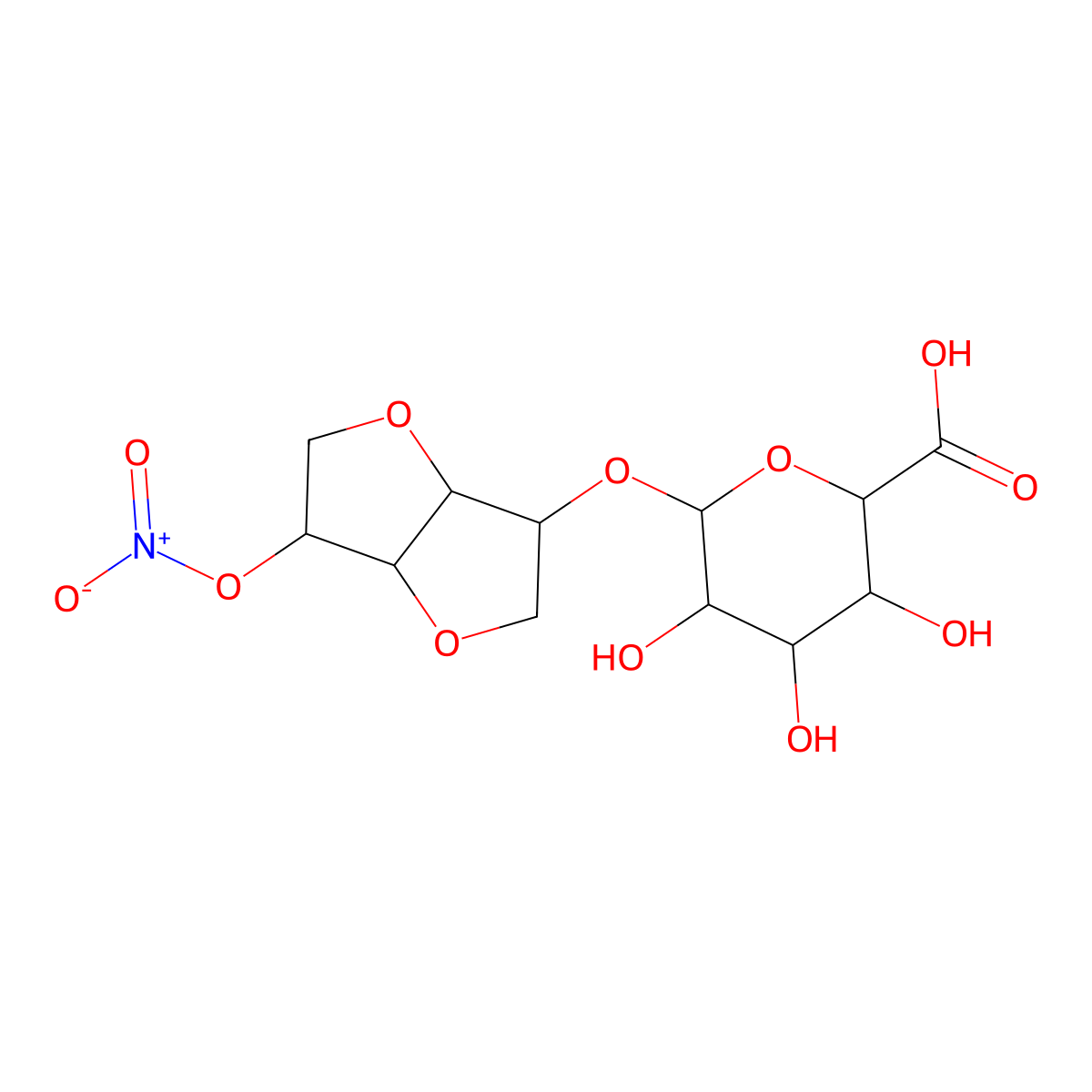 Isosorbide-5-mononitrate-2-glucuronide molecular structure, CAS 32871-20-8